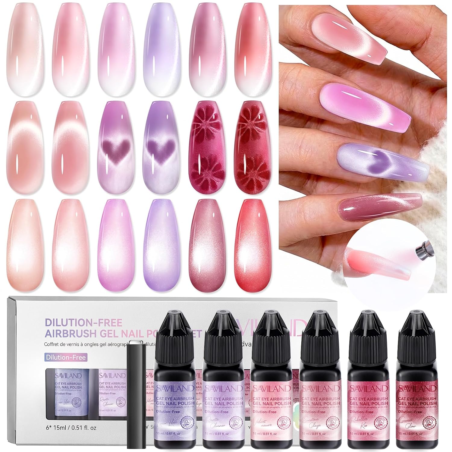 SAVILAND Airbrush Gel Nail Polish Hema-Free: Dilution-Free 12 Vitality Colors Airbrush for Nails Set Non-Acetone with Fine Mist Nail for Spray French & Ombre Nail Polish Nail Art Design Salon Kit : Beauty & Personal Care