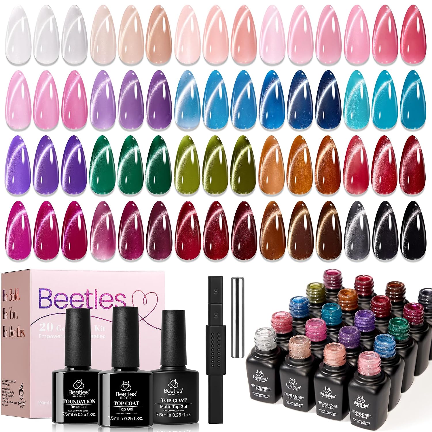 beetles Gel Polish Set Vivid Seasons - Summer Gel Nail Polish Set 36 Colors Pink Yellow Green Purple Jelly Shades 45pcs with Base & Top Coat UV LED Soak Off DIY Salon Gift for Women : Beauty & Personal Care