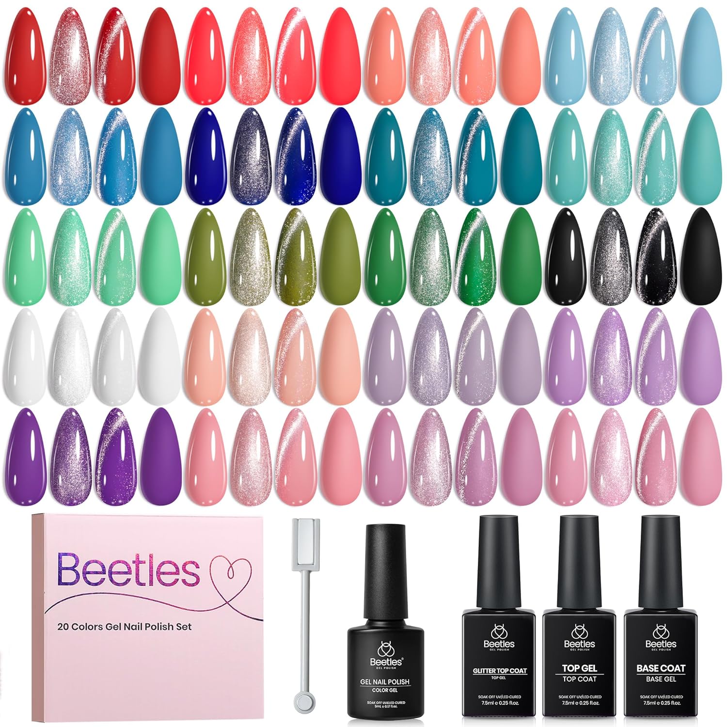 Beetles Summer Gel Polish Set - Rustic Sonata 25 Colors Yellow Orange Blue Pink Bright Gel Polish with Base Coat Glossy & Matte Top Coat DIY Salon Soak Off UV Led Nails 4th of July : Beauty & Personal Care