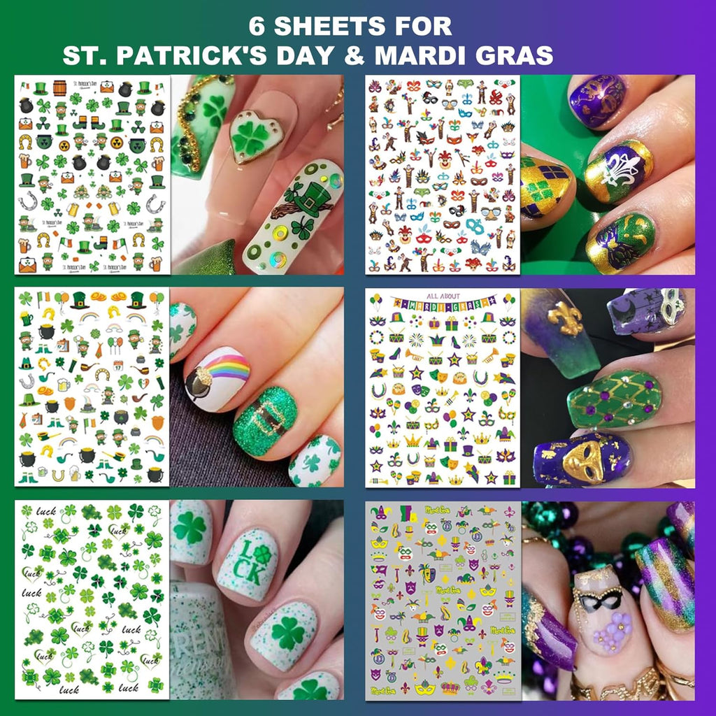 IDDFEVE 30 Sheets 8 Holiday Nail Art Stickers. Variety Pack All Season Nail Decals for All Year. Self-Adhesive Pegatinas Uñas 4th of July Halloween Fall Christmas Valentine St. Patrick's : Beauty & Personal Care