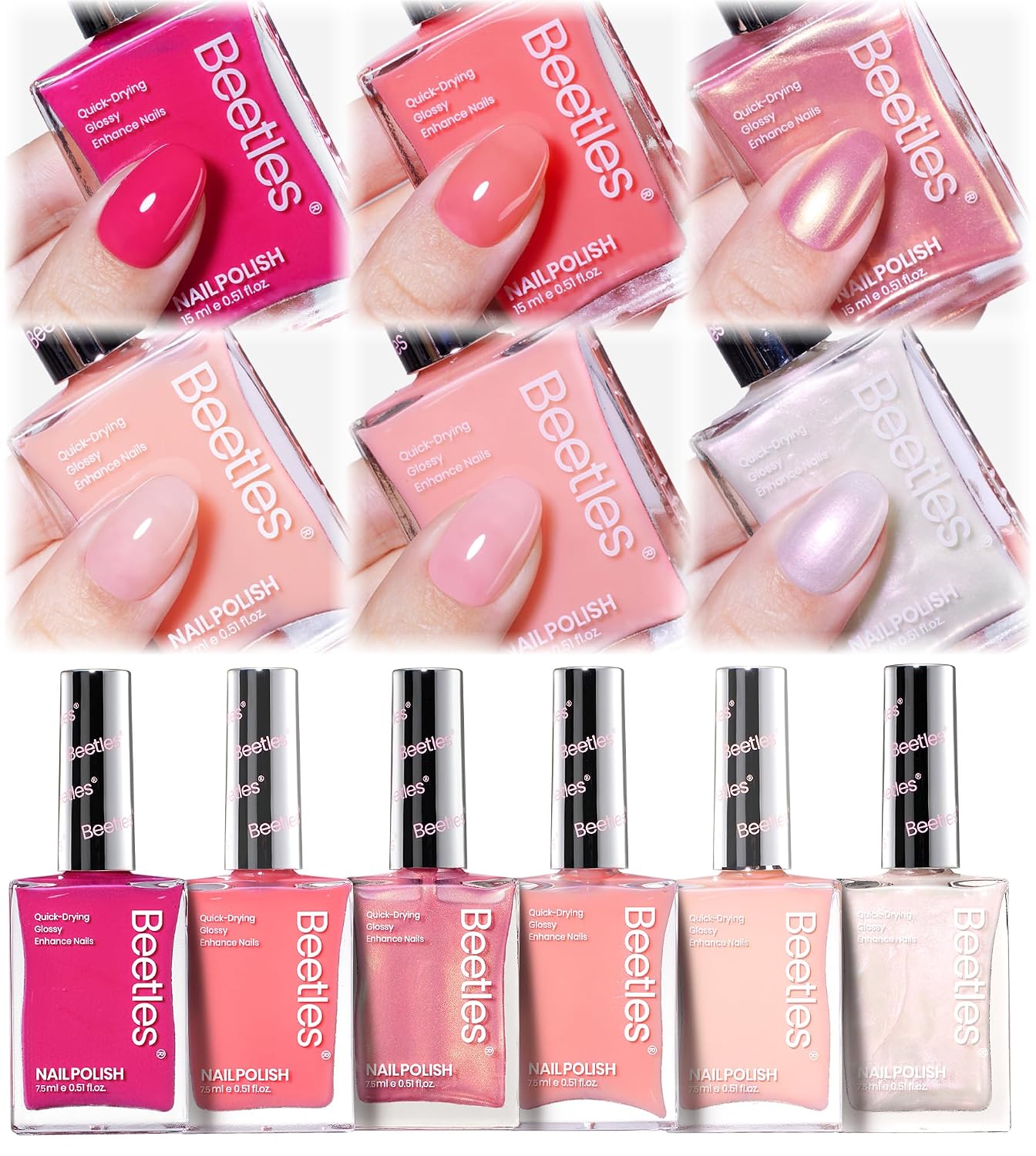 Beetles Nude Nail Polish Set Coconut Mousse 6Pcs. Pink Nail Fast Drying Long Lasting Neutral Brown Red Burgundy Dark Lacquer Glossy for Salon-Quality Results : Beauty & Personal Care