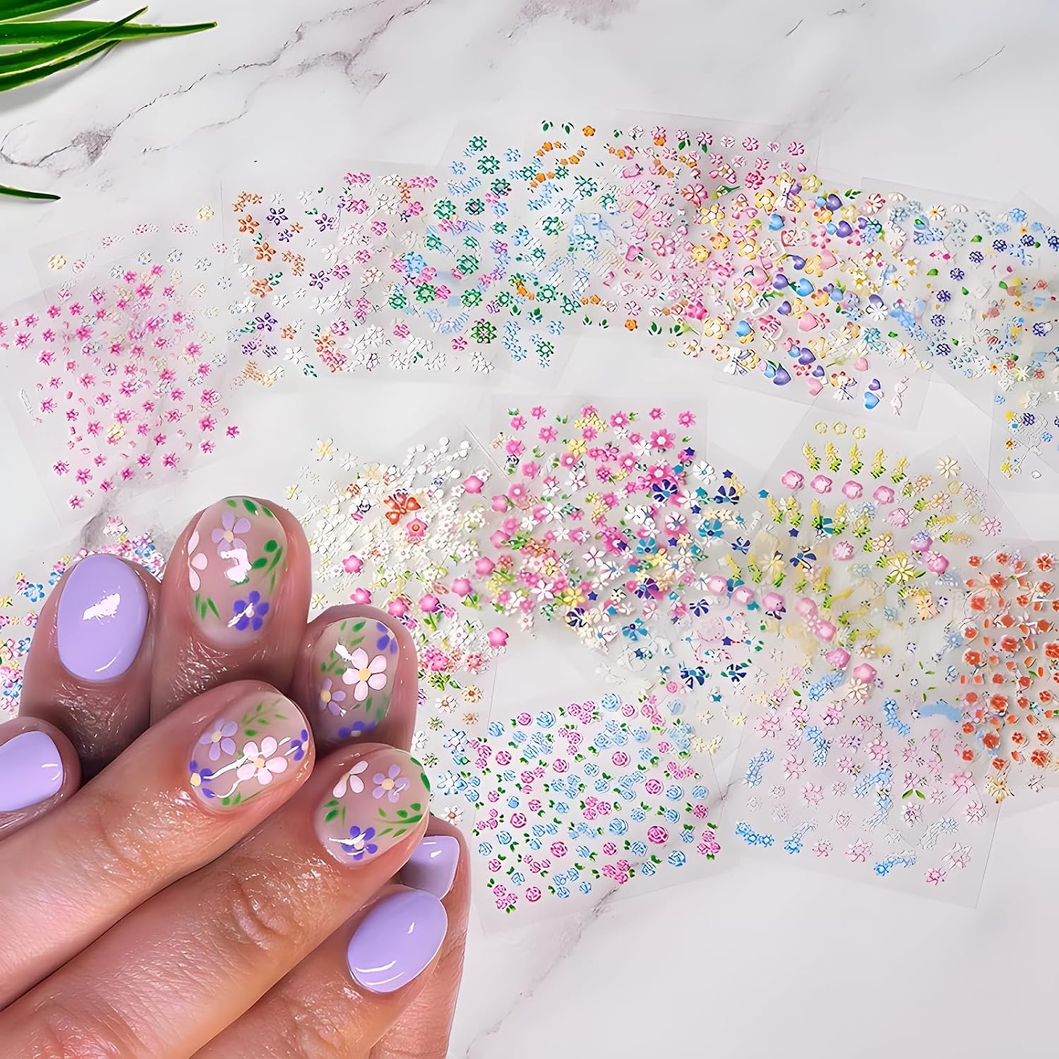 SPLOCUDU Colorful Cute Daisy. Floral. Heart. Flower Nail Art Stickers Decals. 3D Self Adhesive Supplies. Design Decoration Accessories for Women and Girls. 30 Sheets : Beauty & Personal Care