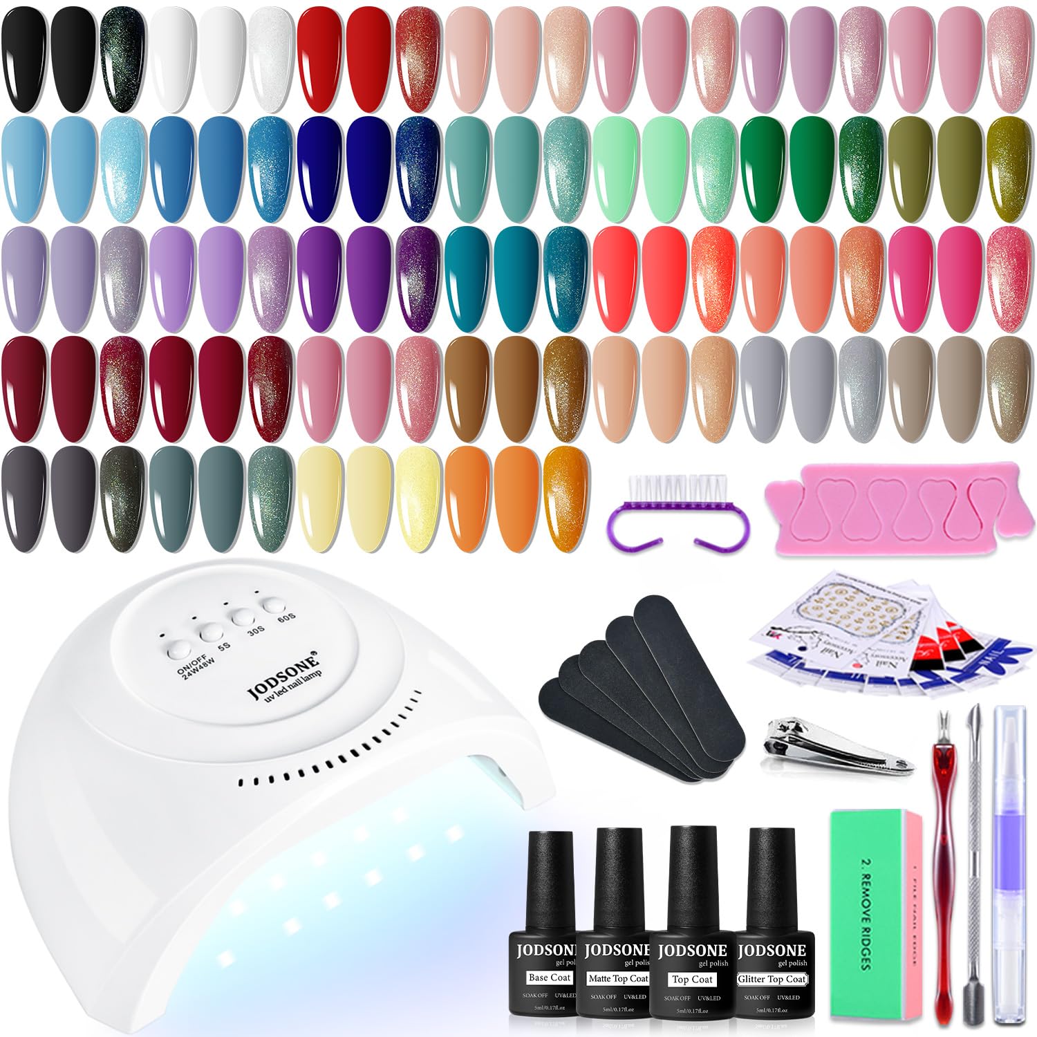 JODSONE Gel Nail Polish Kit with U V Light 32 Colors Gel Polish Nail + 4 Functional Adhesive Bottles Kit Soak Off Manicure Tools Gifts for Women : Beauty & Personal Care