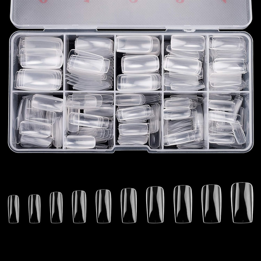 Full Cover Acrylic False Nail Tips. 500PCS Fake Nail Shape Artificial False Nails Tips 10 Sizes with Case for Nail Art Salons and Home DIY (Natural) : Beauty & Personal Care
