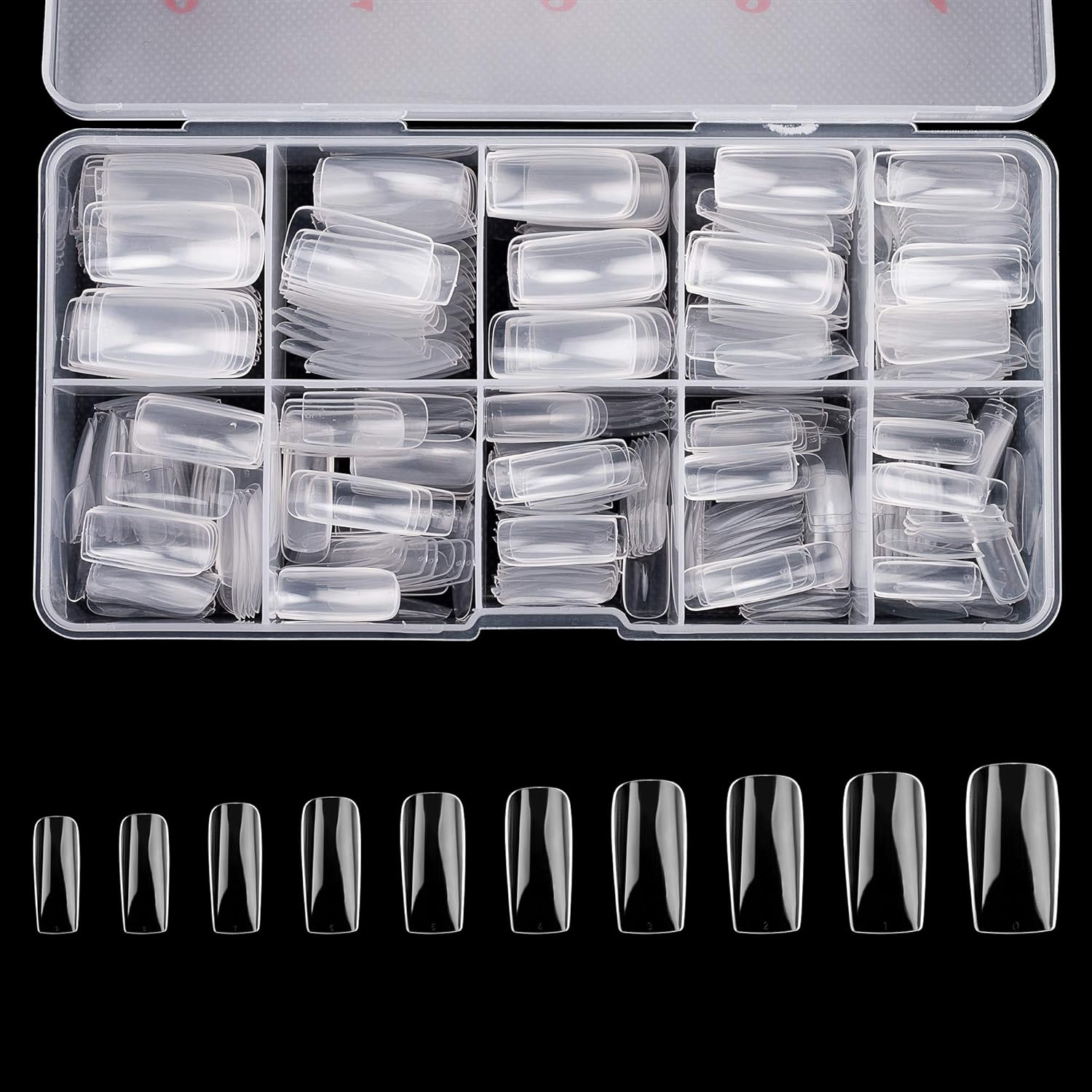 Full Cover Acrylic False Nail Tips. 500PCS Fake Nail Shape Artificial False Nails Tips 10 Sizes with Case for Nail Art Salons and Home DIY (Natural) : Beauty & Personal Care