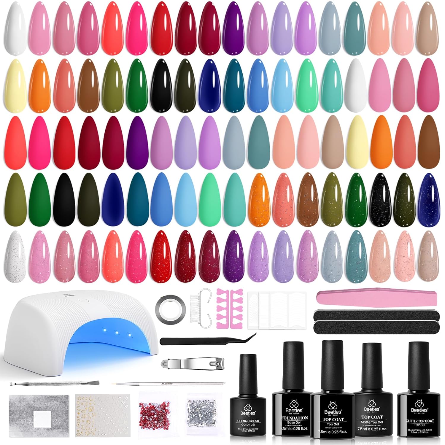 Beetles Gel Nail Polish Set - 23pcs Gel Polish Set Summer Colors. 20 Colors Pink Green Blue UV Gel Polish with Base Top Coat. All Season Manicure Tools for Beginners Nail Art Home : Beauty & Personal Care