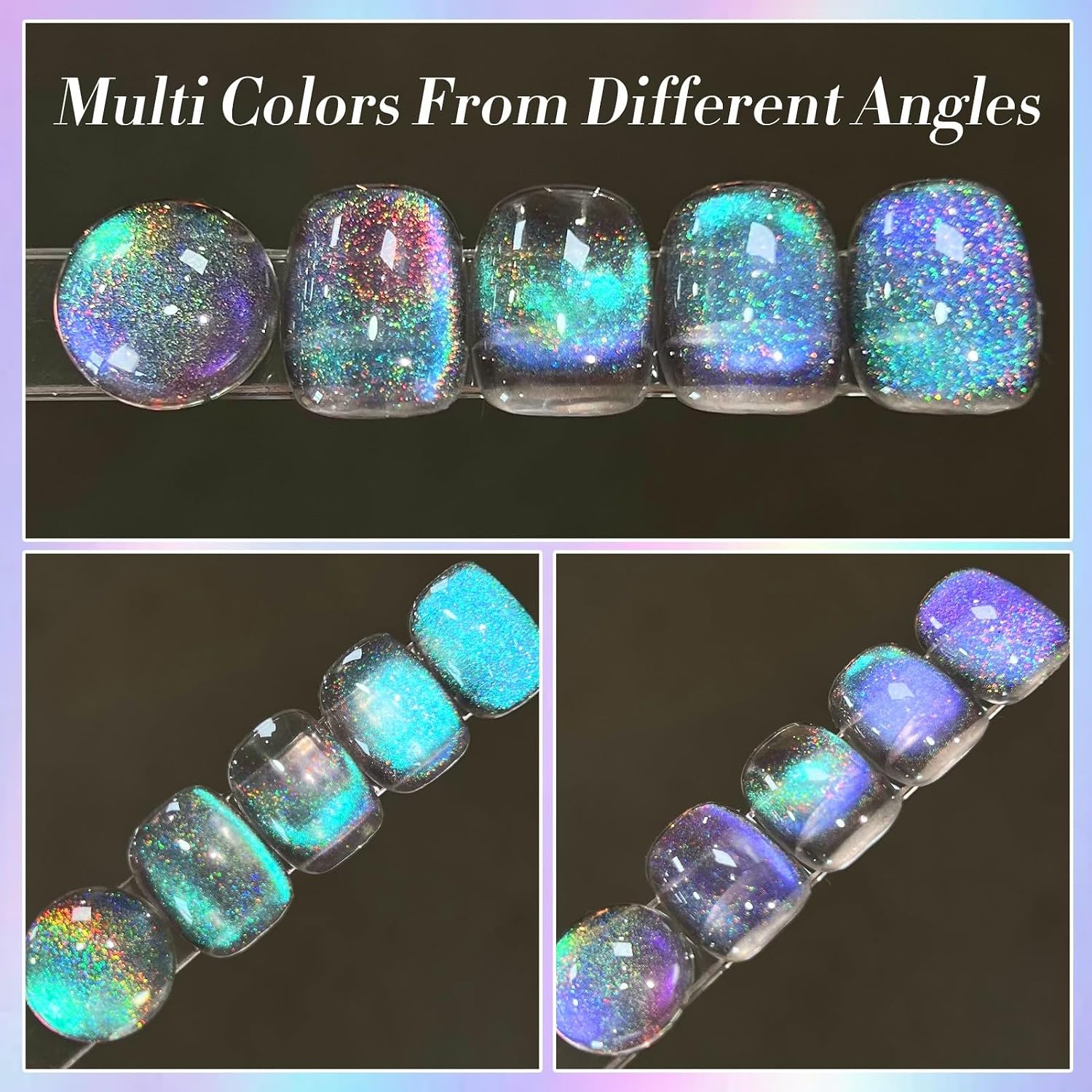 Born Pretty 9D Cat Magnetic Eye Gel Nail Polish Holographic Rainbow Gel Polish Blue Purple Soak Off U V LED Gel Polish Nail Art Design Manicure Salon DIY Home 15ML : Beauty & Personal Care