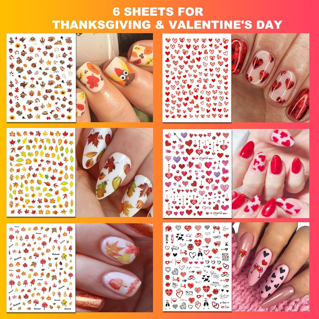 IDDFEVE 30 Sheets 8 Holiday Nail Art Stickers. Variety Pack All Season Nail Decals for All Year. Self-Adhesive Pegatinas Uñas 4th of July Halloween Fall Christmas Valentine St. Patrick's : Beauty & Personal Care