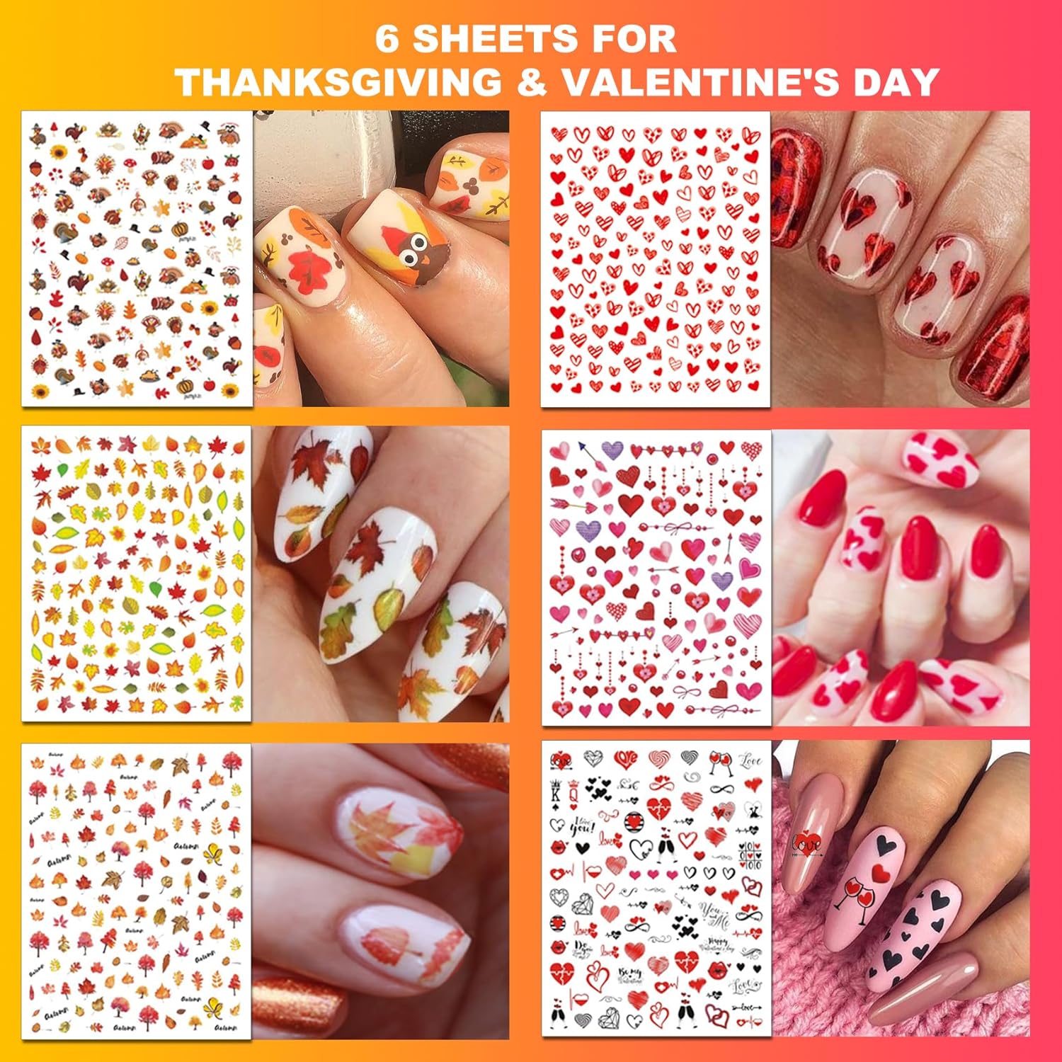 IDDFEVE 30 Sheets 8 Holiday Nail Art Stickers. Variety Pack All Season Nail Decals for All Year. Self-Adhesive Pegatinas Uñas 4th of July Halloween Fall Christmas Valentine St. Patrick's : Beauty & Personal Care