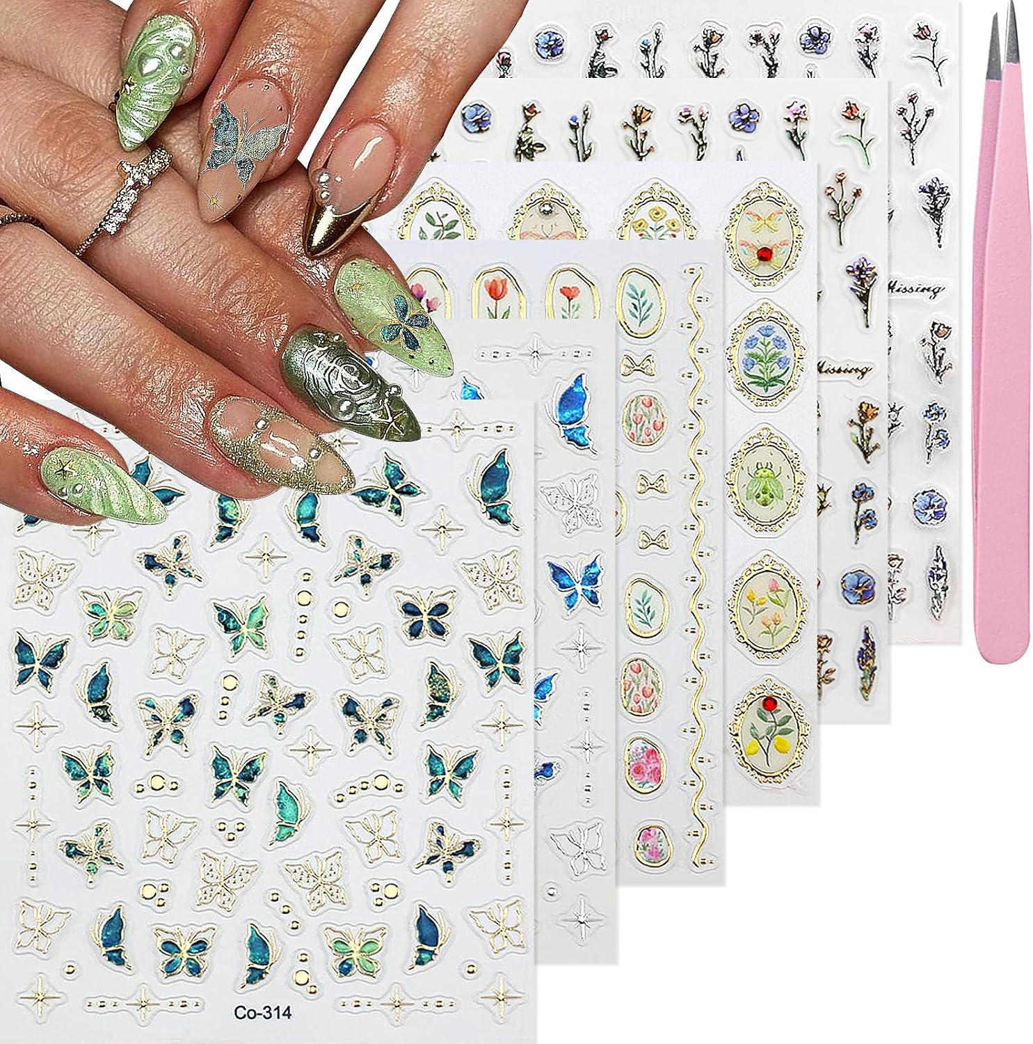 YOSOMMK Nail Art Stickers Decals 5D Embossed Flower Nail Decals Self Adhesive Spring Summer Heart Daisy Nail Supplies 3D Nail Design for Women Nail Decoration Colorful Flower Nail Stickers : Beauty & Personal Care