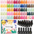 phoenixy 30 PCS Gel Nail Polish. 24 Colors Soak Off Gel Nail Polish Set Pink Blue with Base Matte Glossy Glitter Top Coat Home Manicure Art Beginners Gift for Women : Beauty & Personal Care