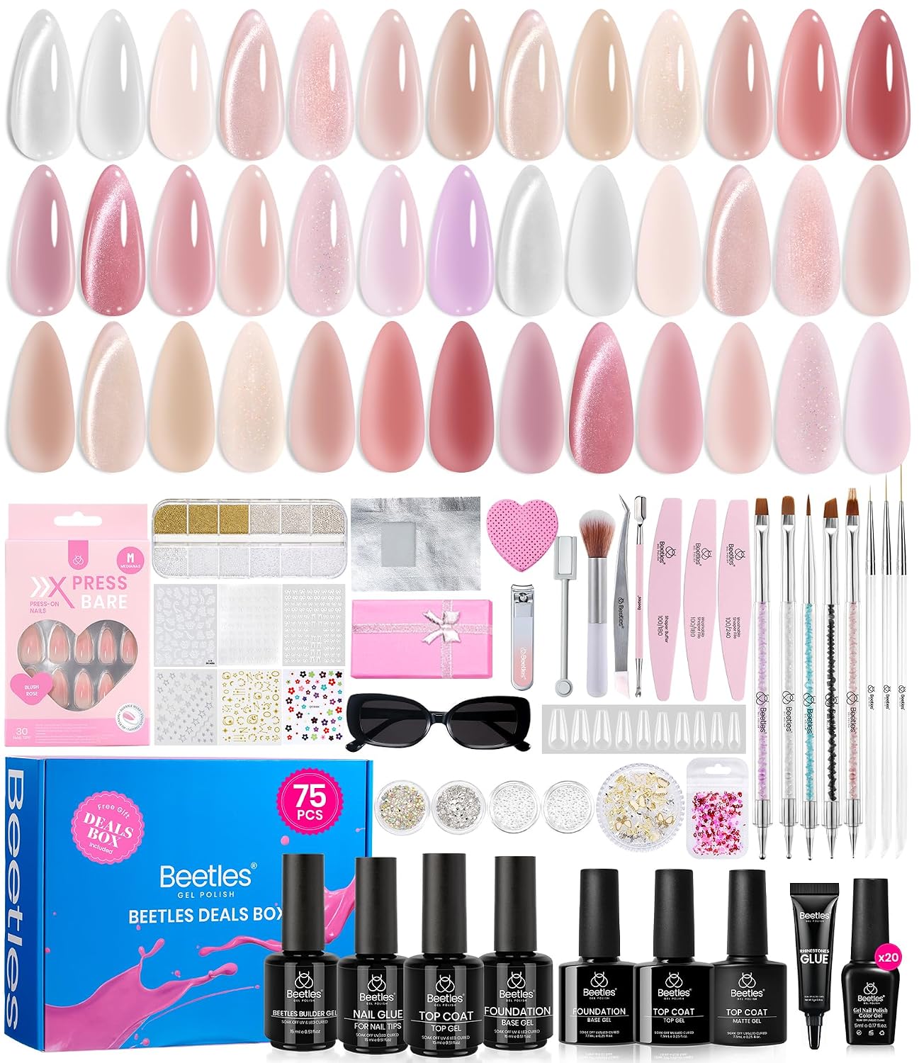 Beetles Summer Gel Polish Set - Rustic Sonata 25 Colors Yellow Orange Blue Pink Bright Gel Polish with Base Coat Glossy & Matte Top Coat DIY Salon Soak Off UV Led Nails 4th of July : Beauty & Personal Care