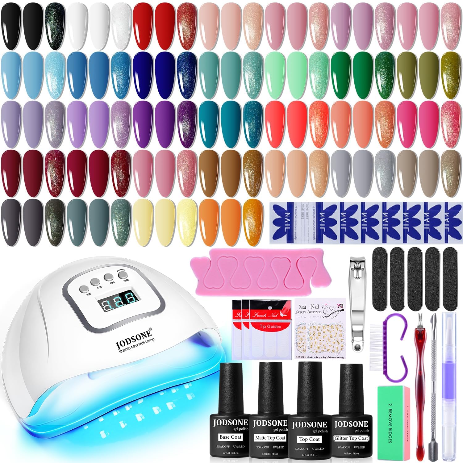 JODSONE Gel Nail Polish Kit with U V Light 32 Colors Gel Polish Nail + 4 Functional Adhesive Bottles Kit Soak Off Manicure Tools Gifts for Women : Beauty & Personal Care