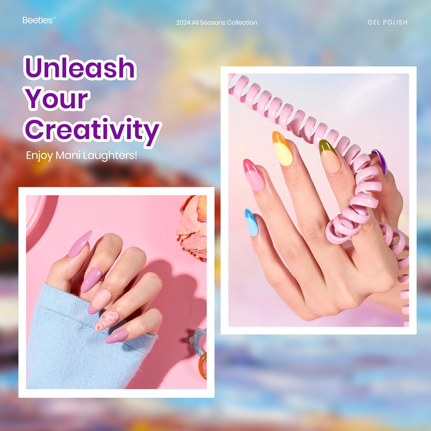 Beetles Summer Gel Polish Set - Fingertip Palette. 32 Colors Polish Set with Base Top Coat Pink Red Blue Purple Brown Yellow Green Black White UV LED Lamp Nails Gifts for Women : Beauty & Personal Care