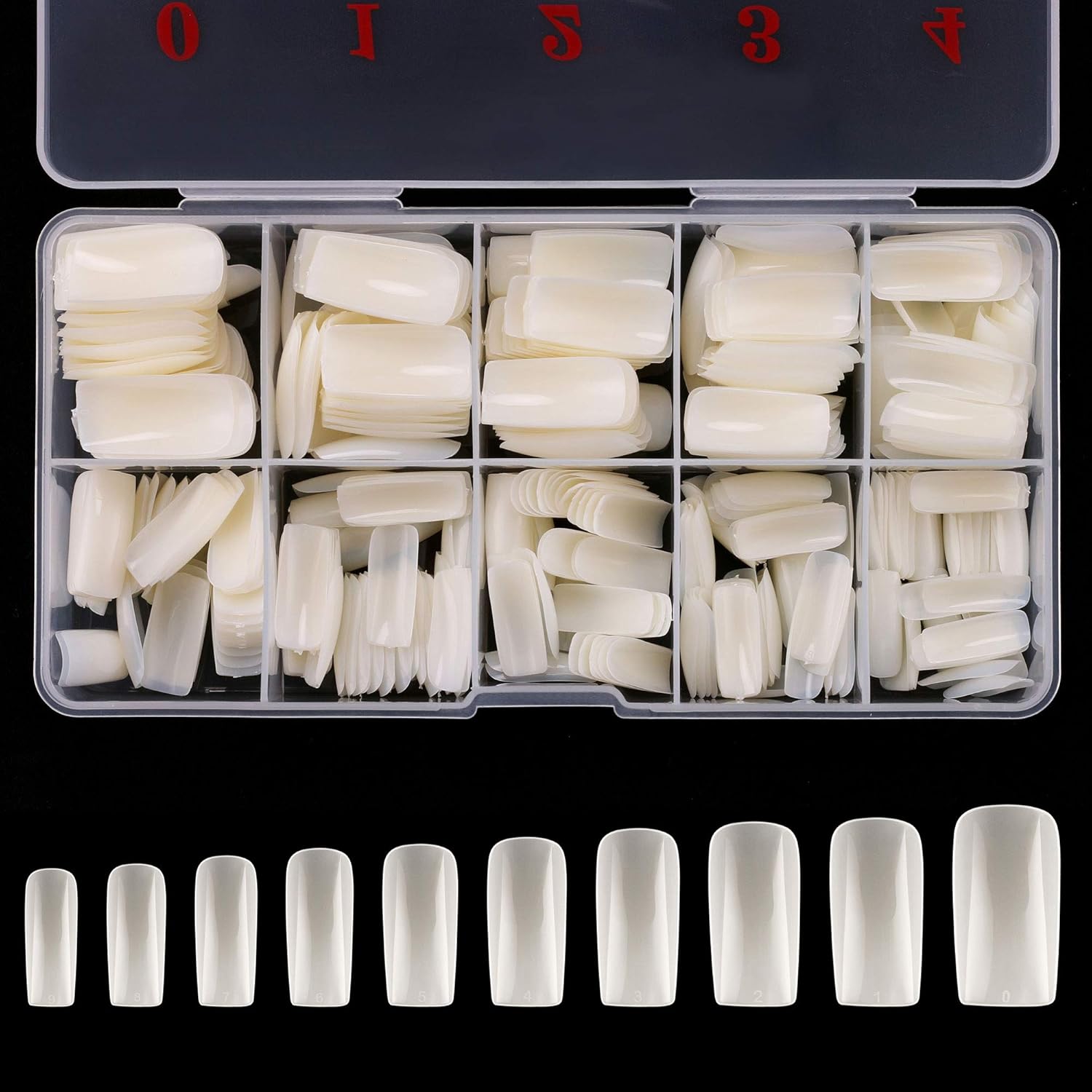 Full Cover Acrylic False Nail Tips. 500PCS Fake Nail Shape Artificial False Nails Tips 10 Sizes with Case for Nail Art Salons and Home DIY (Natural) : Beauty & Personal Care