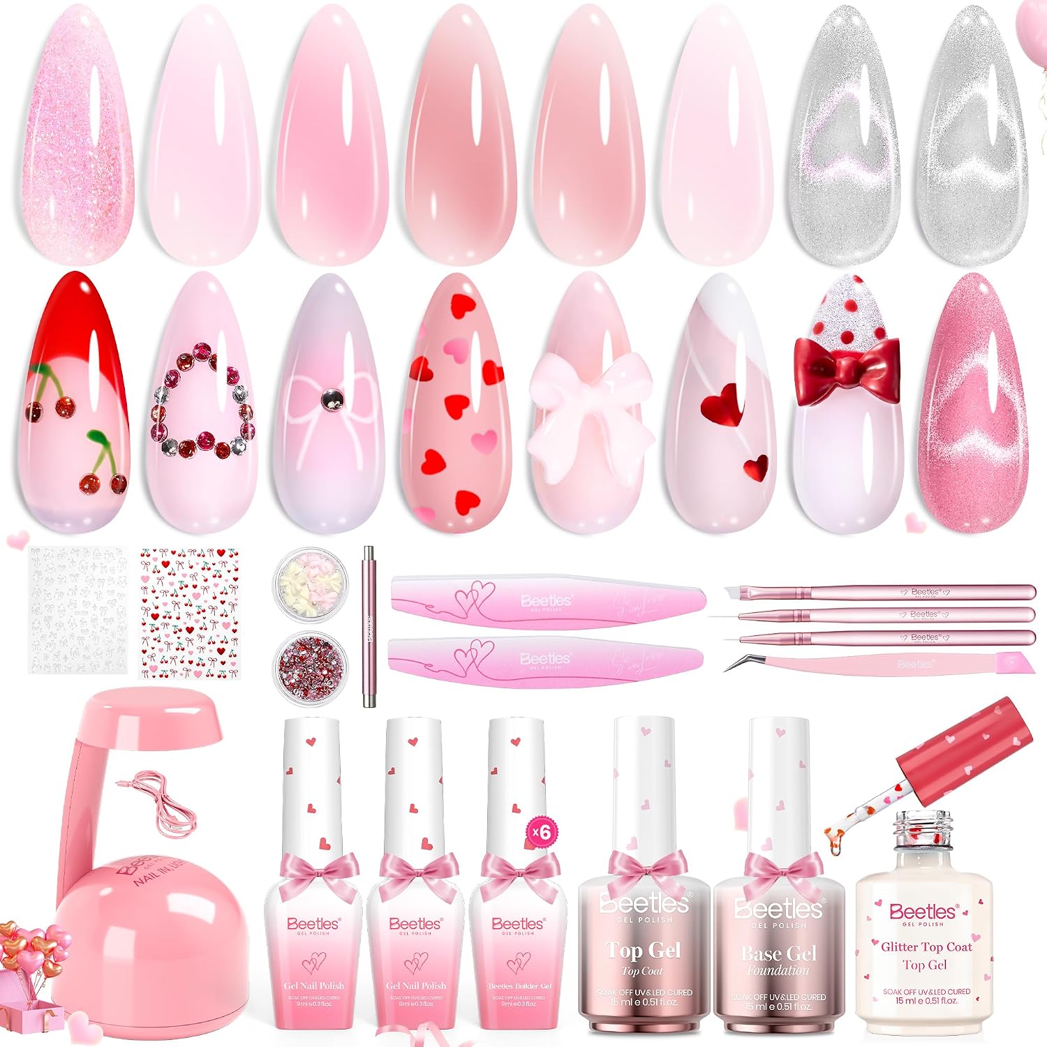 Beetles Gel Nail Polish Set - 23pcs Gel Polish Set Summer Colors. 20 Colors Pink Green Blue UV Gel Polish with Base Top Coat. All Season Manicure Tools for Beginners Nail Art Home : Beauty & Personal Care