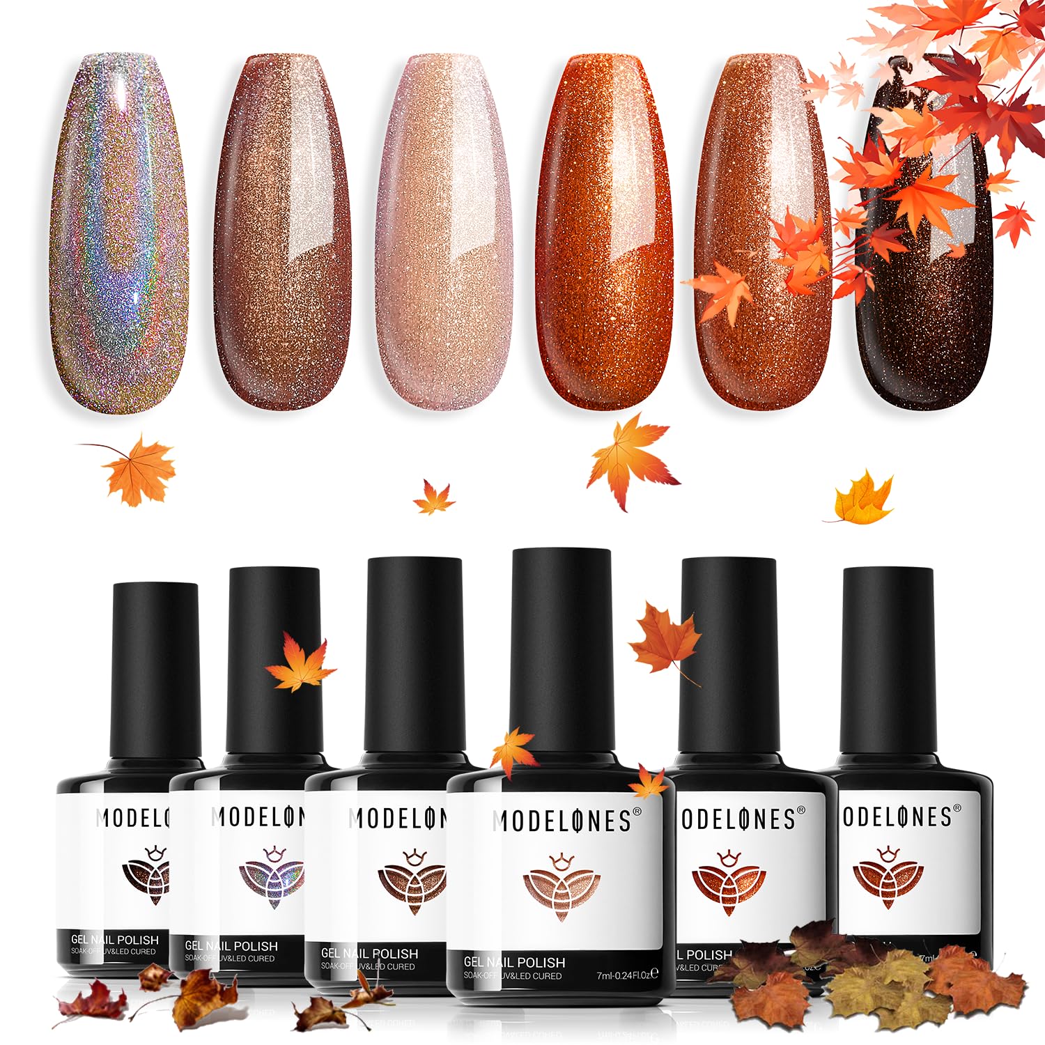 modelones Gel Nail Polish Kit -6 Colors Nude Pink Milky White Gel Polish Set Skin Tones Neutral Brown Soak Off Gel Nail Kit Manicure DIY Nail Art Salon Home Gift : Beauty & Personal Care