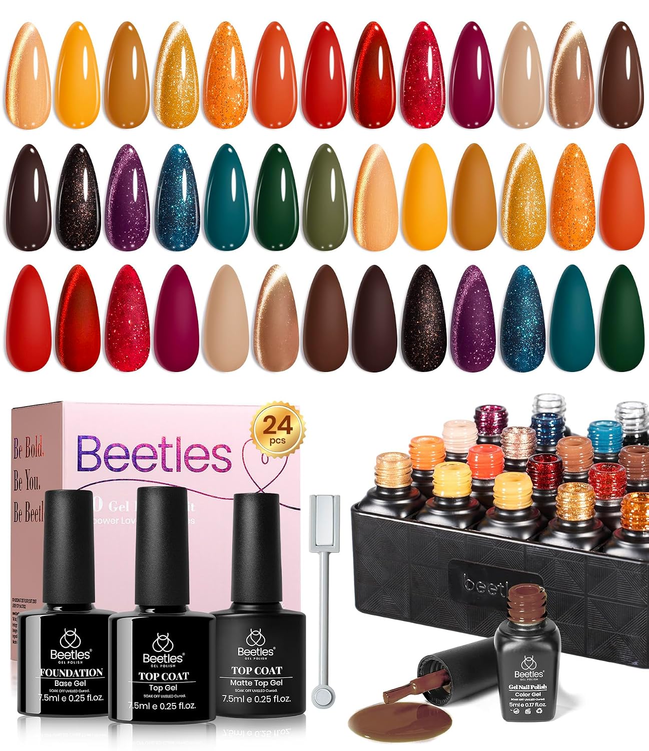 Beetles Summer Gel Polish Set - Rustic Sonata 25 Colors Yellow Orange Blue Pink Bright Gel Polish with Base Coat Glossy & Matte Top Coat DIY Salon Soak Off UV Led Nails 4th of July : Beauty & Personal Care
