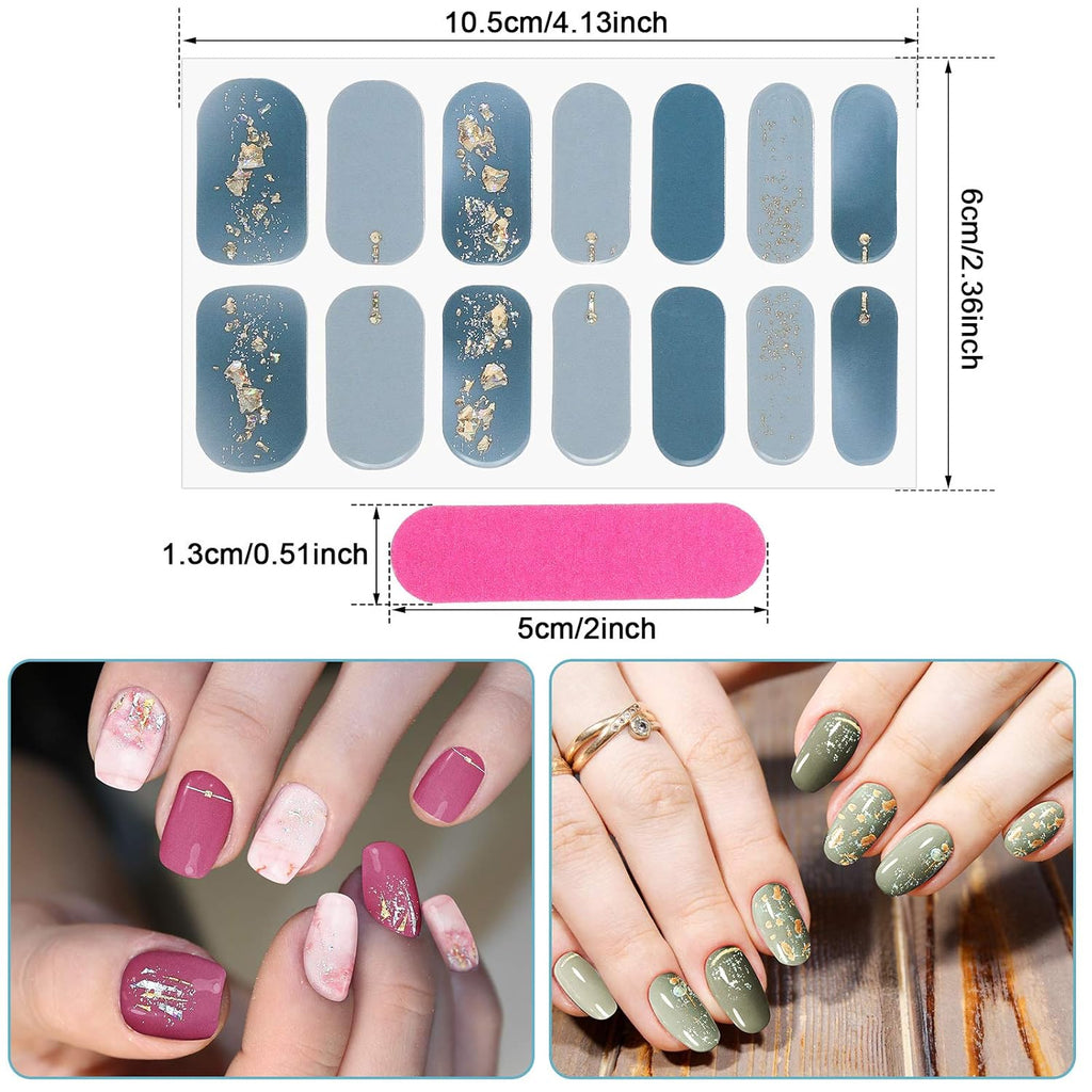 Maitys 140 Pcs 10 Sheets Glitter Full Wrap Nail Stickers for Women UV Free Short Polish Strips with 2 Pcs Nail Files Gradient Stickers Self Adhesive Easy DIY Manicure Decals Strips for Holiday Decor : Beauty & Personal Care