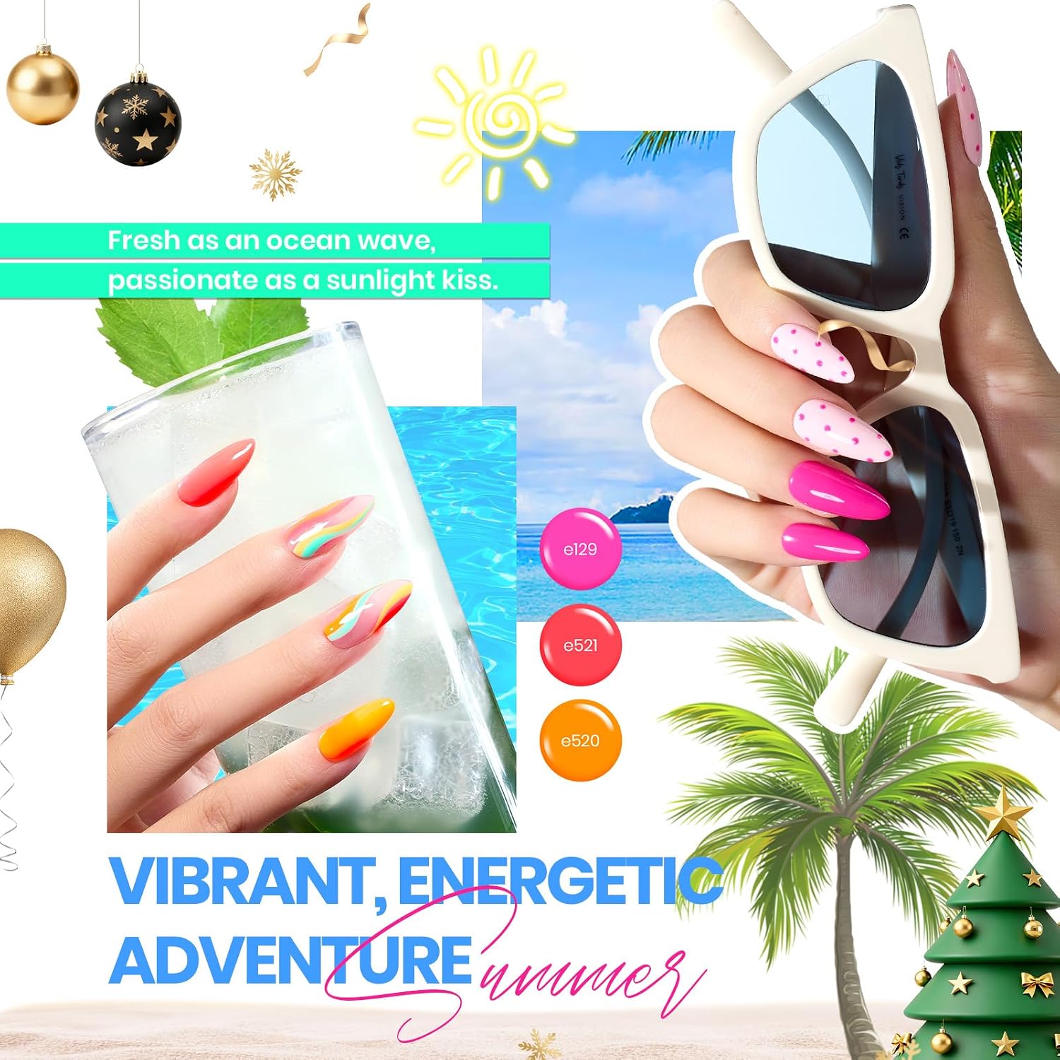 beetles Gel Polish Set Vivid Seasons - Summer Gel Nail Polish Set 36 Colors Pink Yellow Green Purple Jelly Shades 45pcs with Base & Top Coat UV LED Soak Off DIY Salon Gift for Women : Beauty & Personal Care