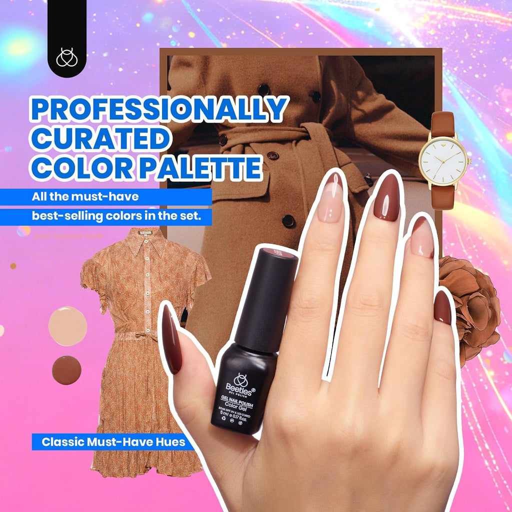 Beetles 44pcs Gel Nail Polish Set - 36 Colors Colorful Muse Gel Polish Kit Pink Nude Red Yellow Green Black White Glitter Nail Kit Base Top Coat UV LED Needed Salon DIY Home Gift for Women : Beauty & Personal Care
