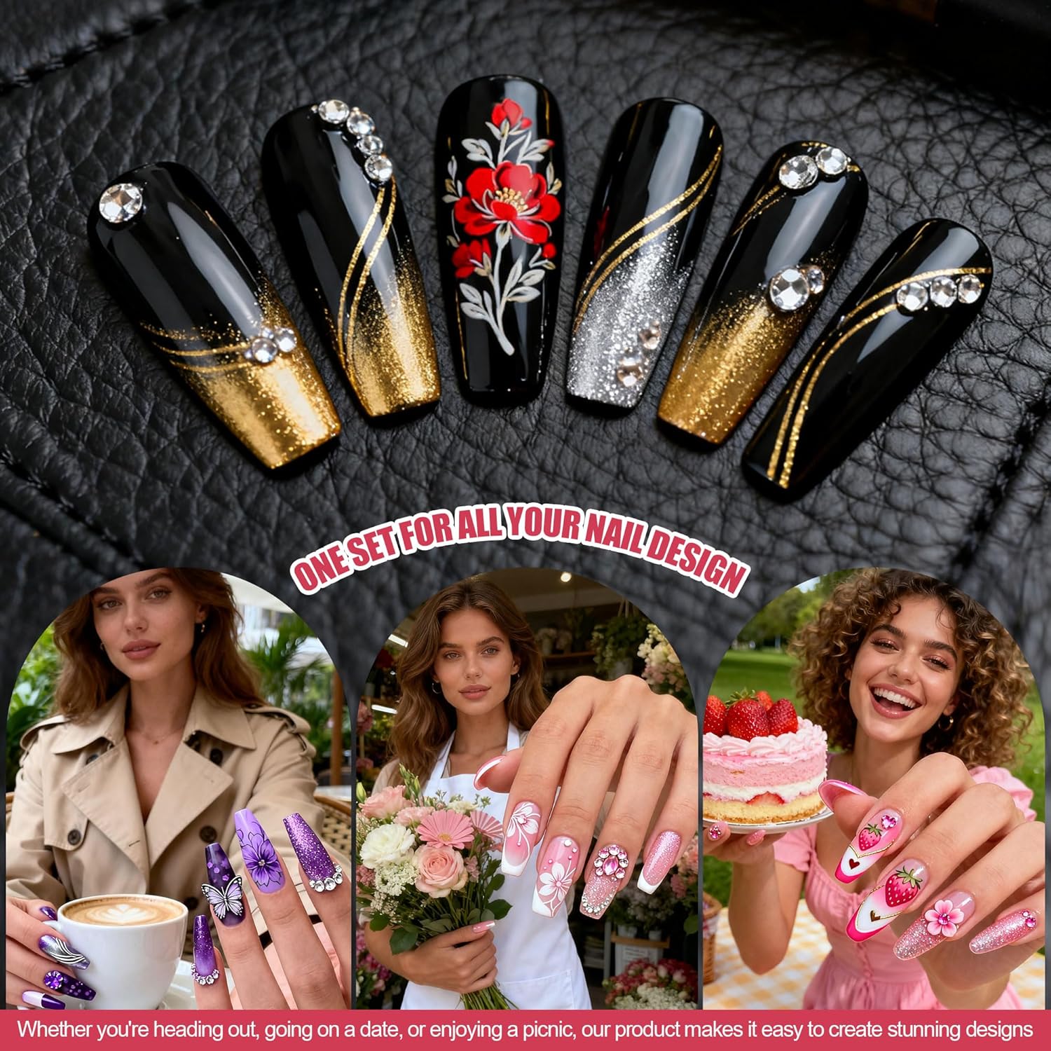 Artdone Nail Striping Tape Lines Kit With Nail Art Pens Dotting Tools And Liner Brushes For Gel Polish Small Detail Drawing Design Paint : Beauty & Personal Care