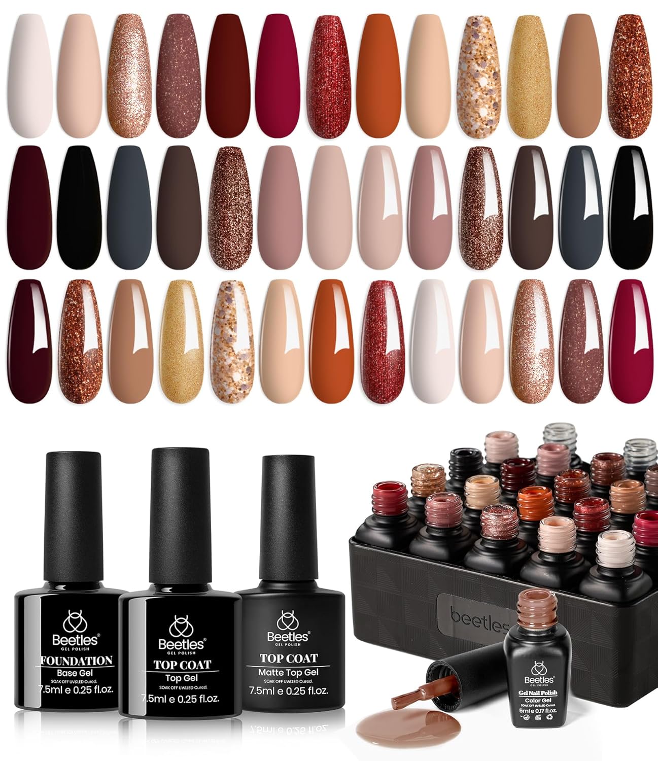 Beetles Summer Gel Polish Set - 36 Colors Bright Neon Gel Nail Polish Pink Orange Red Green Blue 4th of July Nail Polish with 4Pcs Base Top Coat Soak Off Colorful Collection UV Nail Gel : Beauty & Personal Care