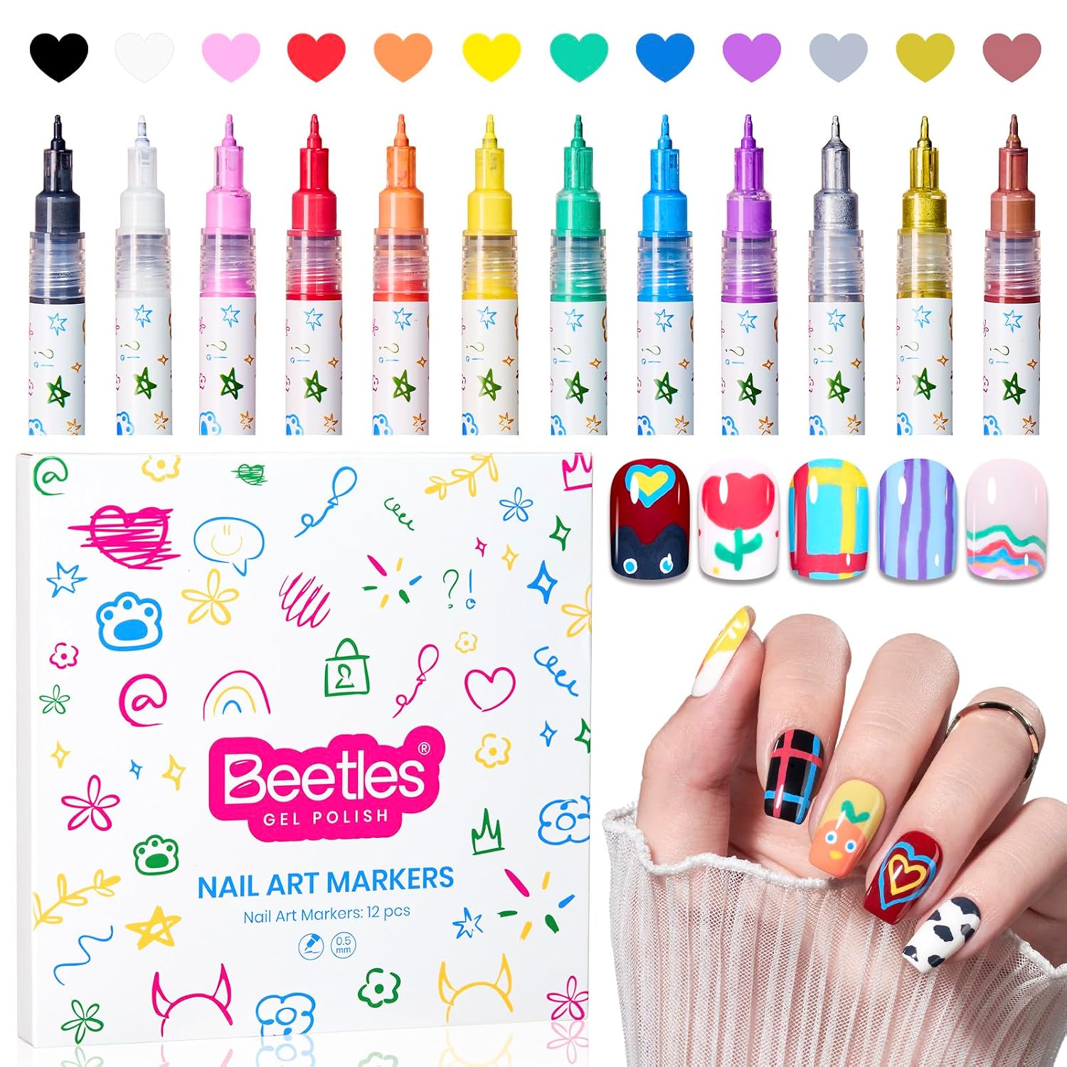 Beetles 44pcs Gel Nail Polish Set - 36 Colors Colorful Muse Gel Polish Kit Pink Nude Red Yellow Green Black White Glitter Nail Kit Base Top Coat UV LED Needed Salon DIY Home Gift for Women : Beauty & Personal Care