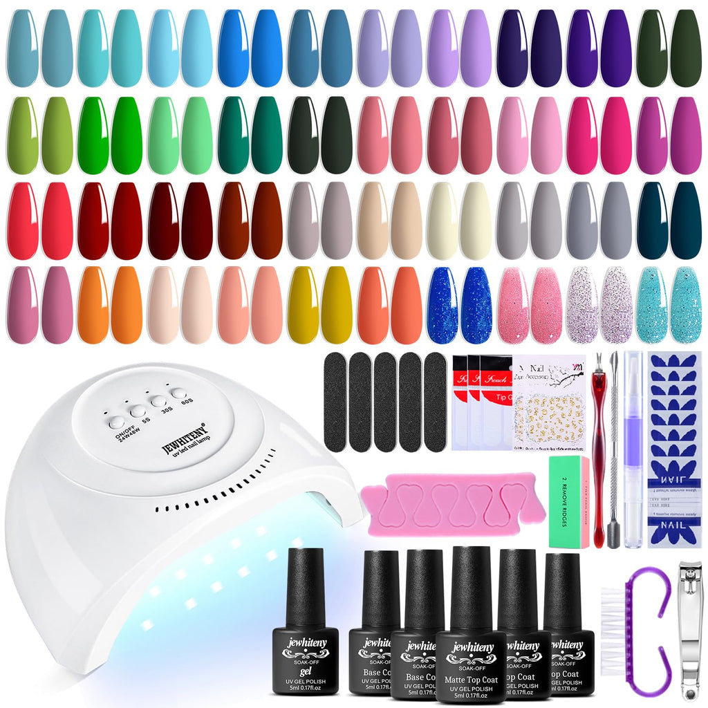 JEWHITENY 30pcs Gel Nail Polish Kit With 27 Colors + Matte Top Coat. Base Coat And Top Coat Polish Set For Manicure Nail Art Salon/Home Starter (Packaging May Vary) : Beauty & Personal Care
