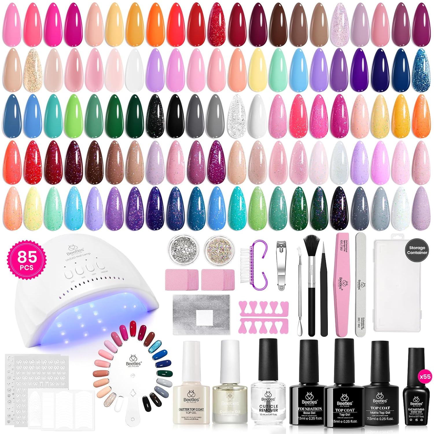 Beetles Gel Nail Polish Set - 23pcs Gel Polish Set Summer Colors. 20 Colors Pink Green Blue UV Gel Polish with Base Top Coat. All Season Manicure Tools for Beginners Nail Art Home : Beauty & Personal Care