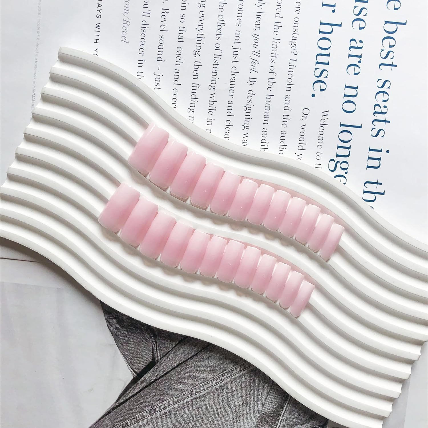 KQueenest Ombre Pink Press on Nails Long Square Shaped Gradient French Fake Nails Press Ons. Natural Gel Square Tips - 24 Pcs Coffin Acrylic False Nails Set for Women Daily Wear : Beauty & Personal Care