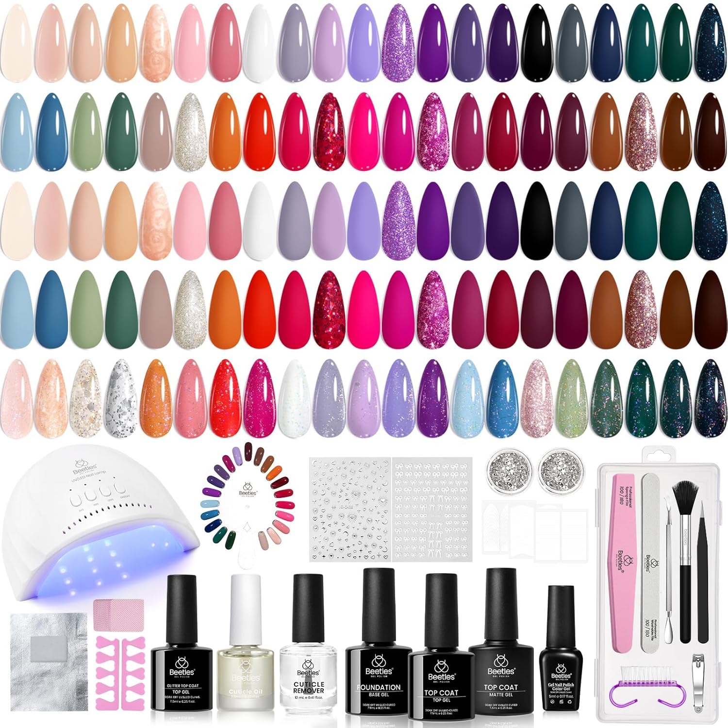Beetles Gel Nail Polish Set - 23pcs Gel Polish Set Summer Colors. 20 Colors Pink Green Blue UV Gel Polish with Base Top Coat. All Season Manicure Tools for Beginners Nail Art Home : Beauty & Personal Care