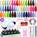 VANREESA 42 Pcs Gel Nail Polish Kit with U V Light 24 Popular Colors Gel Polish Nail Kit Green Blue Purple Pink Orange Complete Nail Kit with Manicure Tools Gifts for Women Girls : Beauty & Personal Care
