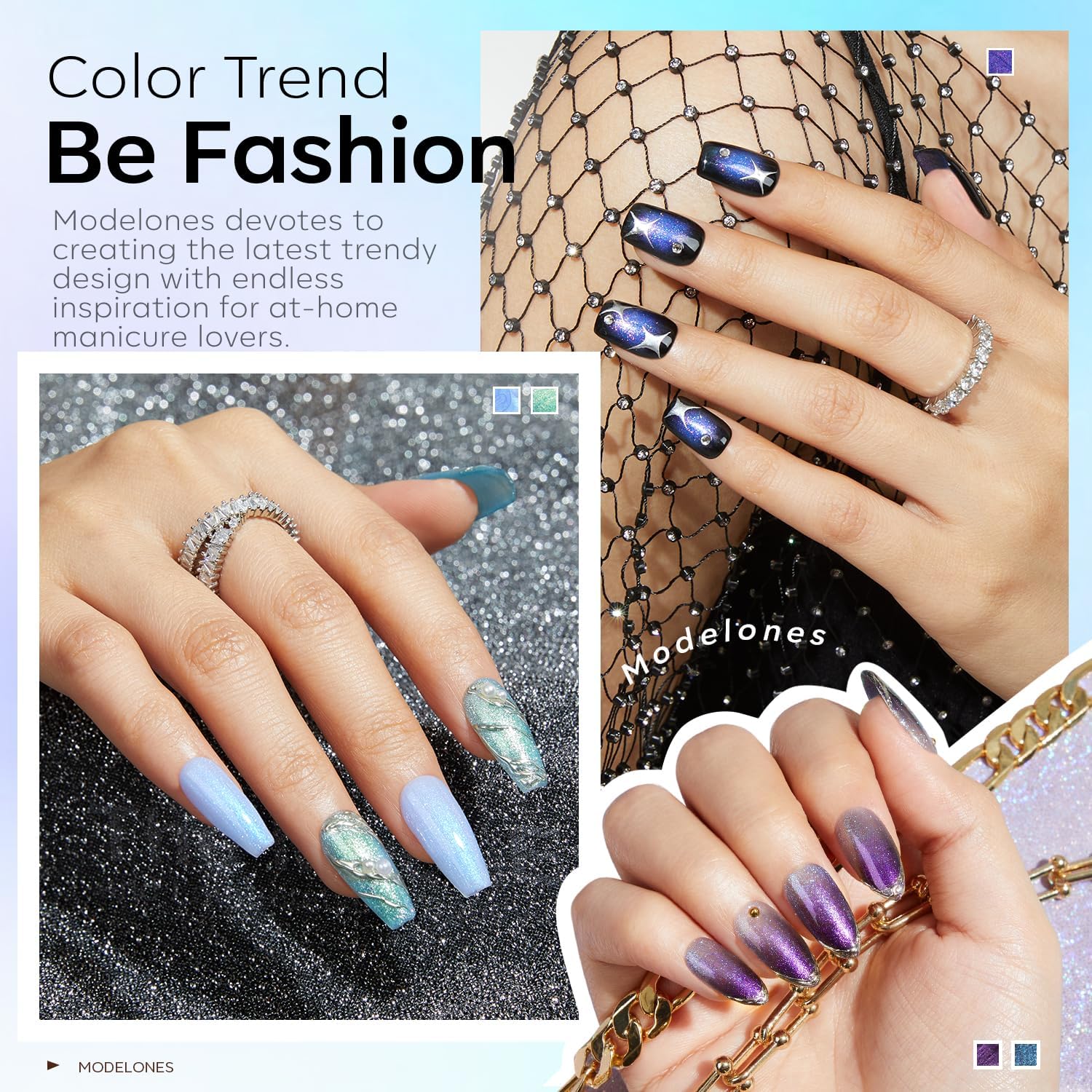 modelones Gel Nail Polish Set- 6 Colors 2026 Chameleon Aurora Shimmer Glitter Gel Polish Kit Blue Green Purple Nail Gel Polish Soak Off LED Nail Lamp Nail Art Gel Kit DIY Salon Gift : Beauty & Personal Care