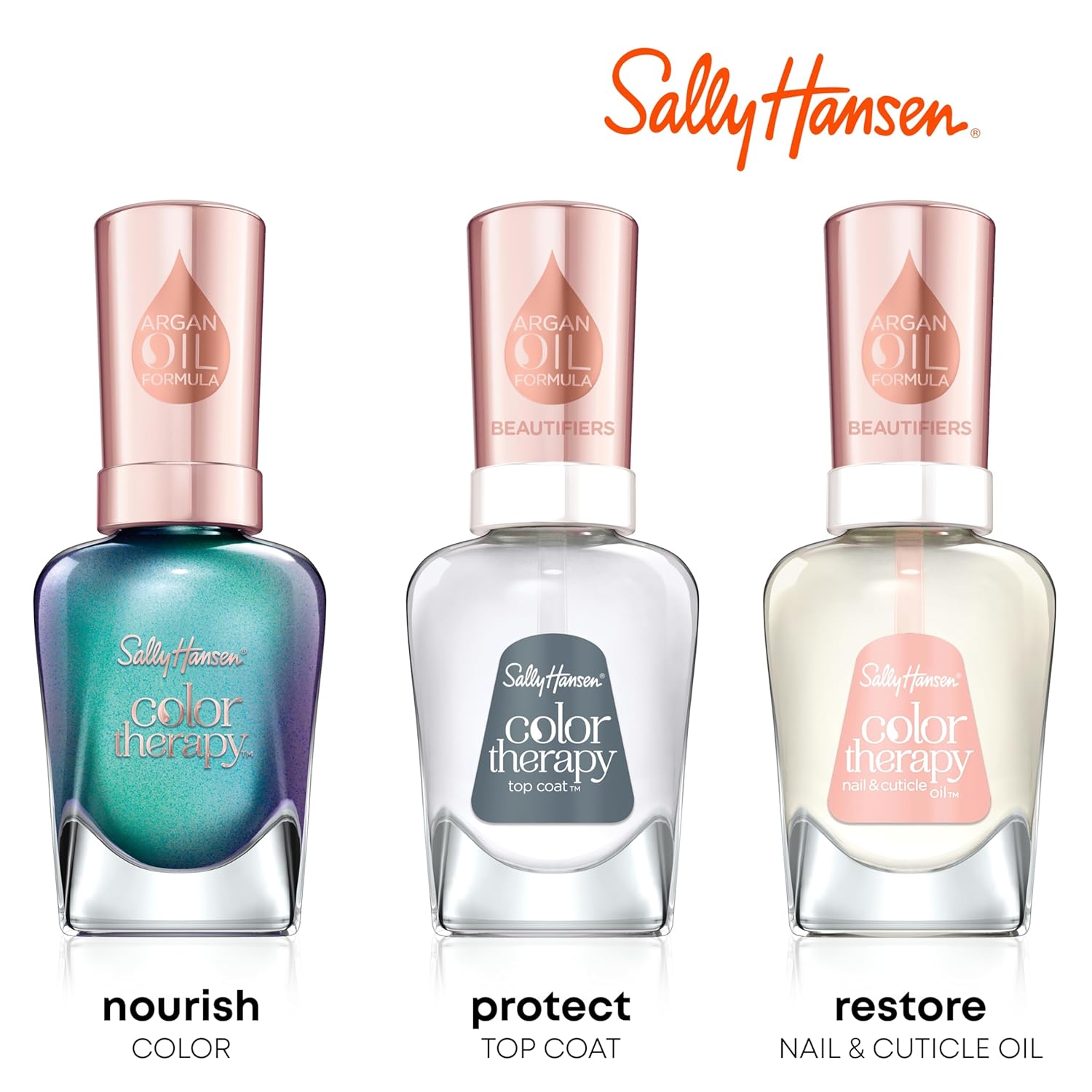 Sally Hansen Color Therapy Nail Polish | Biotin. Argan Oil. Long Lasting. Healthy Nails. Nail Strengthener. Semi-Opaque | 220 Rosy Quartz | Rosy Pink Nail Color : Beauty & Personal Care