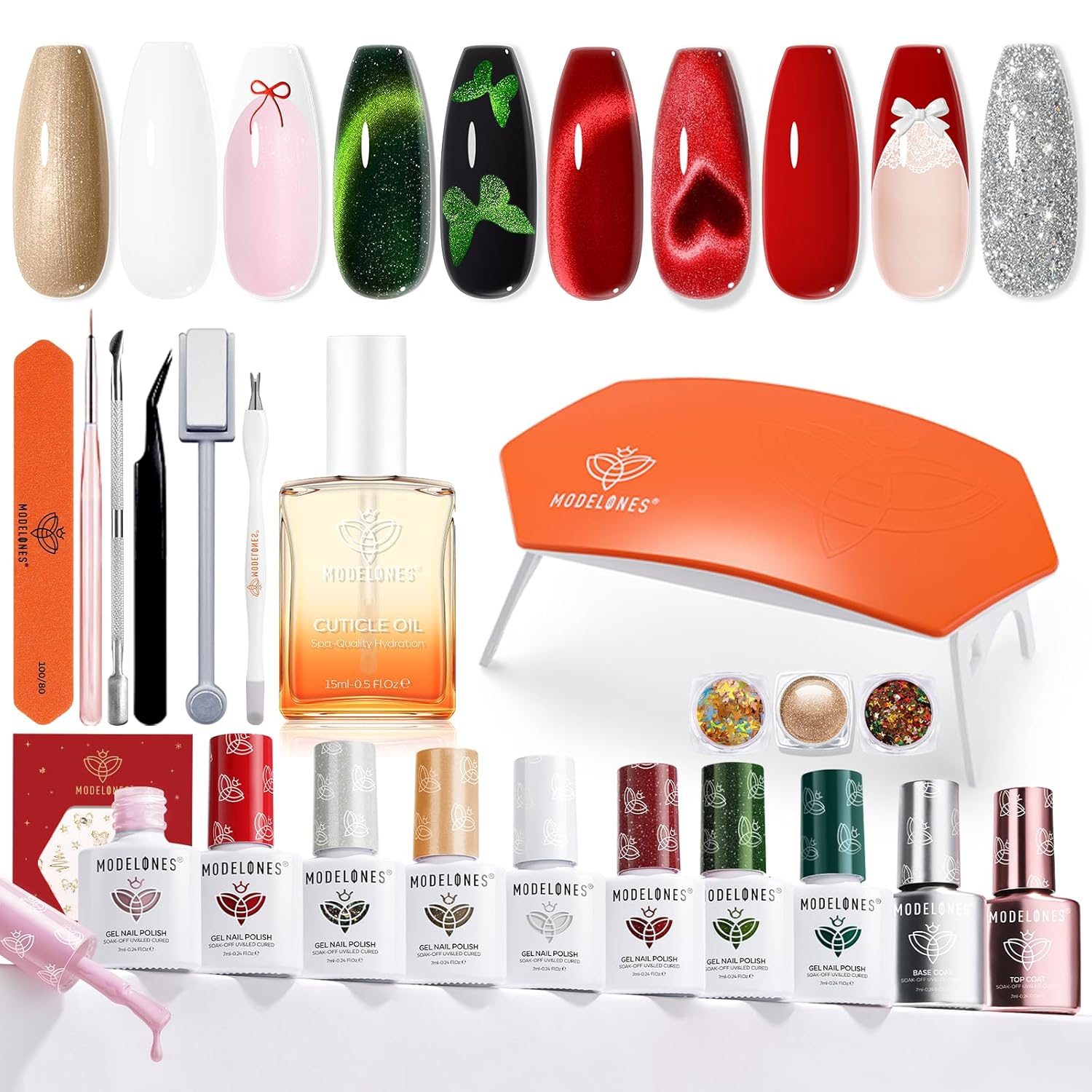 modelones 32 PCS Gel Nail Polish Set. 28 Colors Gel Polish with No Wipe Base Coat. Glitter & Glossy & Matte Top Coat Black Brown Red Purple Soak Off LED Nail Art Kit Salon at Home : Beauty & Personal Care