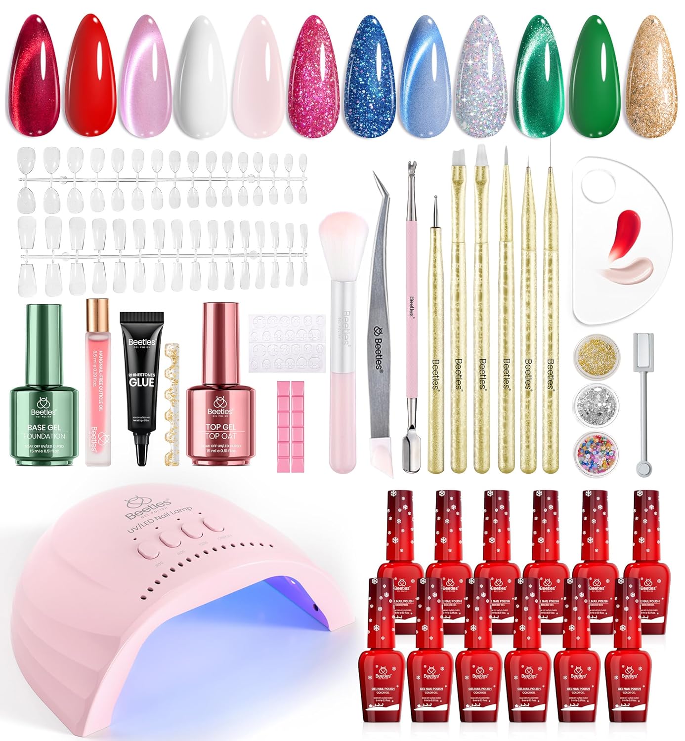 Beetles Gel Nail Polish Set - 23pcs Gel Polish Set Summer Colors. 20 Colors Pink Green Blue UV Gel Polish with Base Top Coat. All Season Manicure Tools for Beginners Nail Art Home : Beauty & Personal Care