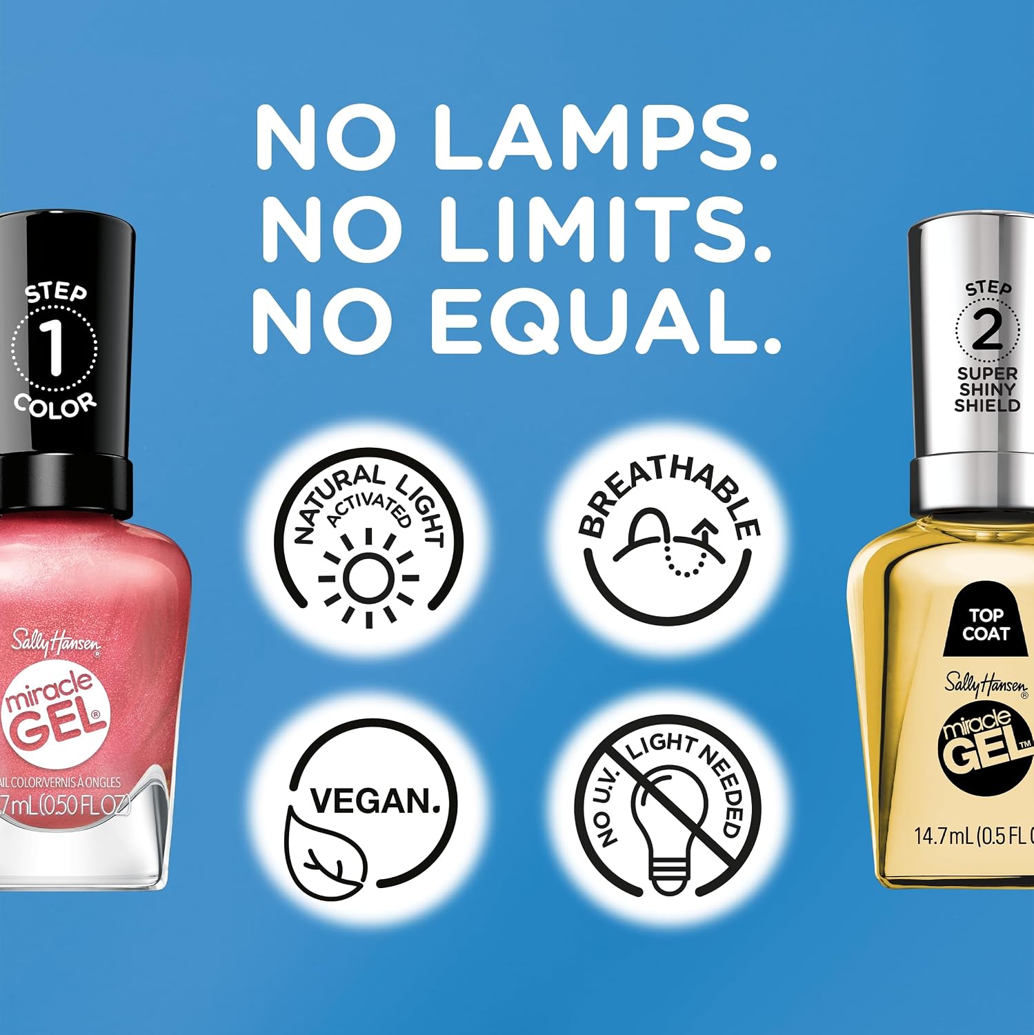 Sally Hansen Miracle Gel Supercharged Pinks Nail Polish | Salon Quality Gel-Like Formula. Two-Step System. No UV Light Needed. Long Lasting | 350 Work Hard. Play Pink | Bright Pink Crème Nail Color : Beauty & Personal Care