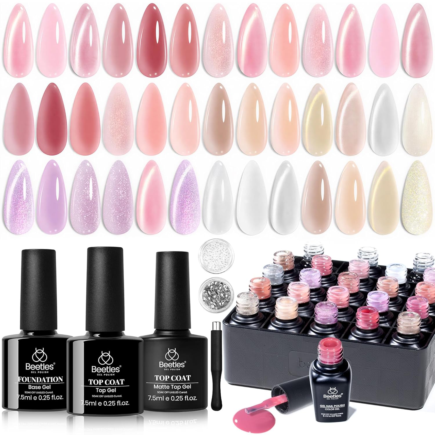 Beetles Summer Gel Polish Set - Rustic Sonata 25 Colors Yellow Orange Blue Pink Bright Gel Polish with Base Coat Glossy & Matte Top Coat DIY Salon Soak Off UV Led Nails 4th of July : Beauty & Personal Care