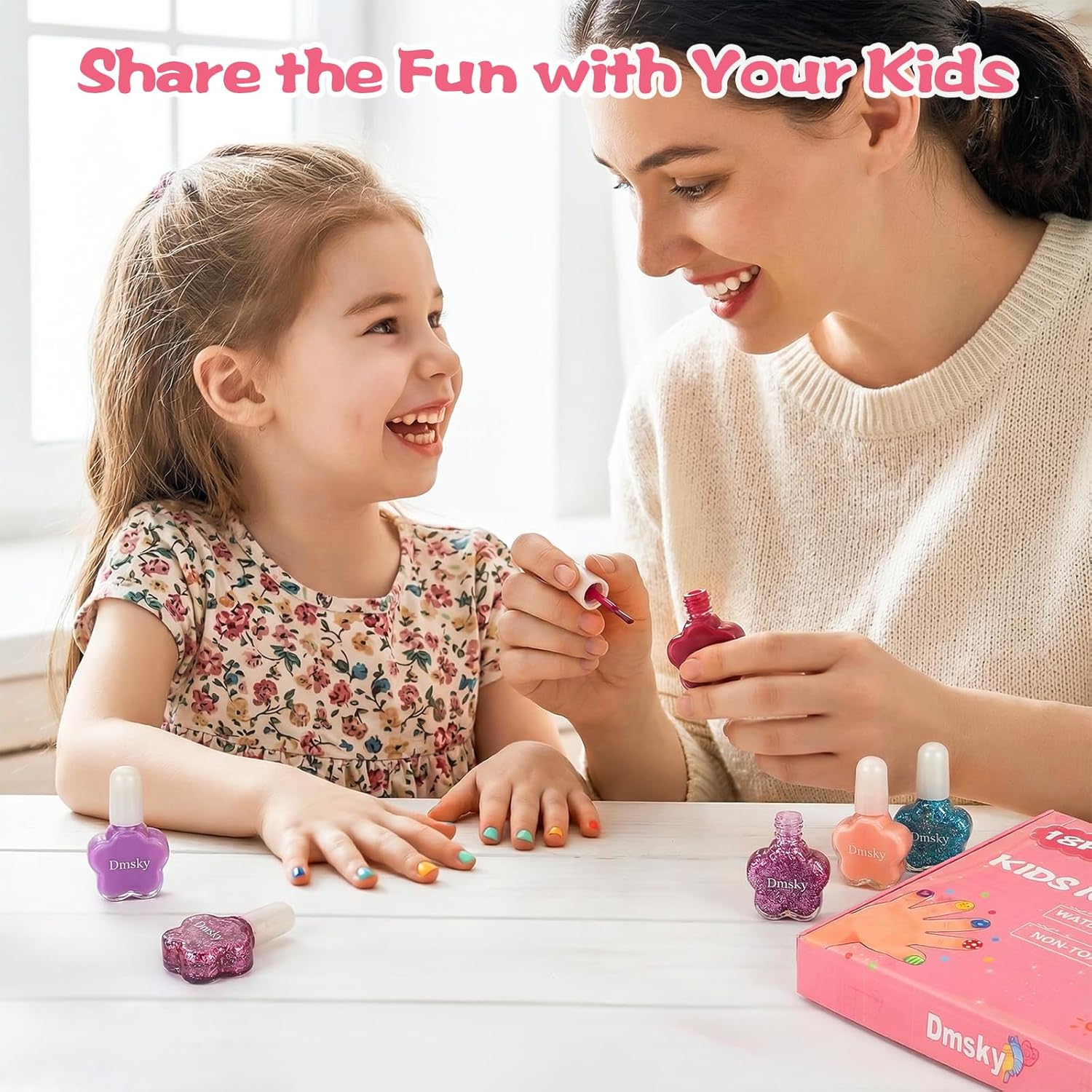 Dmsky Kids Nail Polish Set.18 Colors Peelable Water-Based Quick Dry Nail Polish for Kids.Non Toxic Nail Polish Kit for Girls Ages 3+ Diy Nail Art.Great Gift for Birthday.Makeovers and School Rewards : Beauty & Personal Care