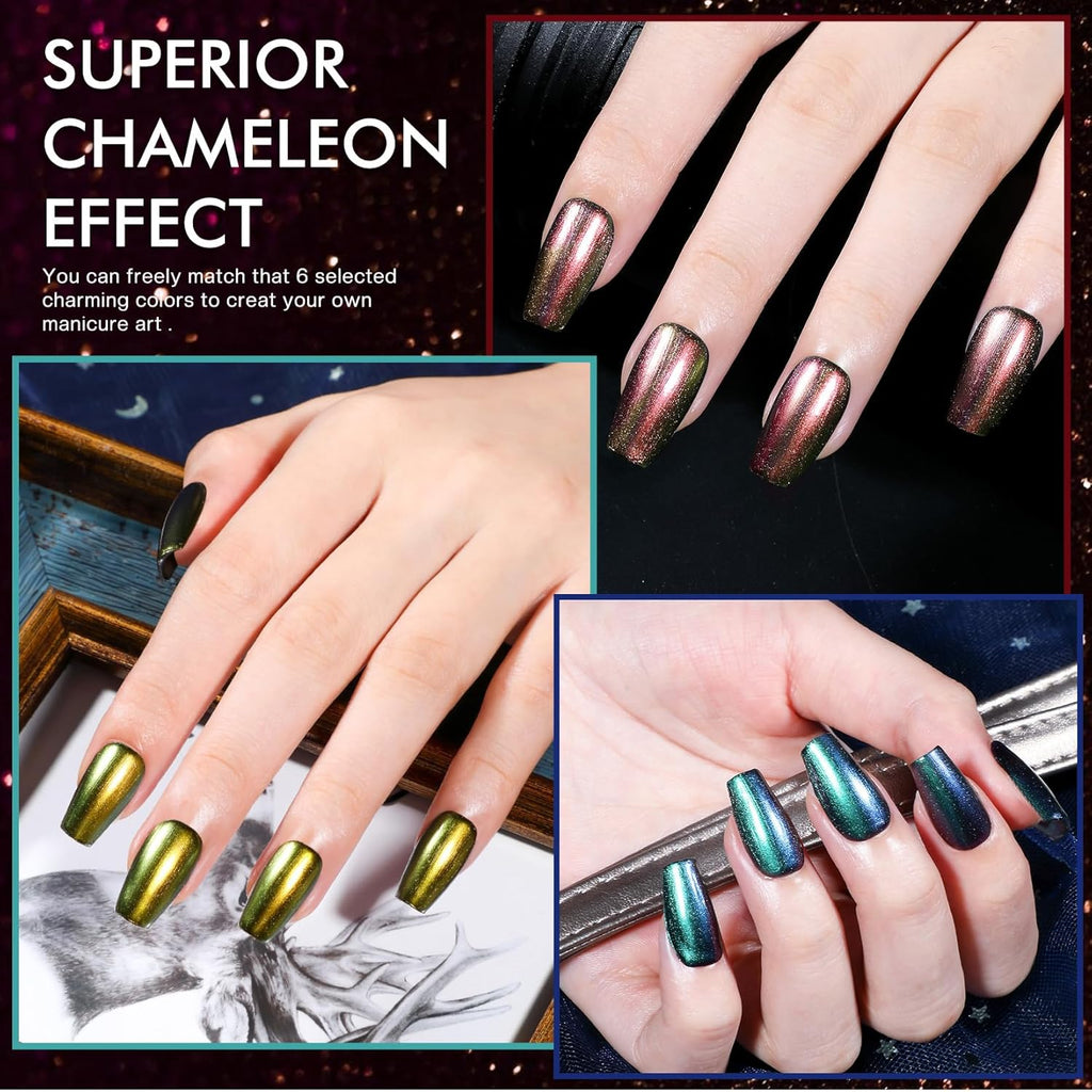 Morovan Fingernail Nail Polish Set: Holographic Metallic Ombre Lacquer Air Dry Nail Polish Regular Nail Pack 0.27oz Glitter Finger Nail Bulk Toenail Polish Kit Halloween Fall Gift for Women : Beauty & Personal Care