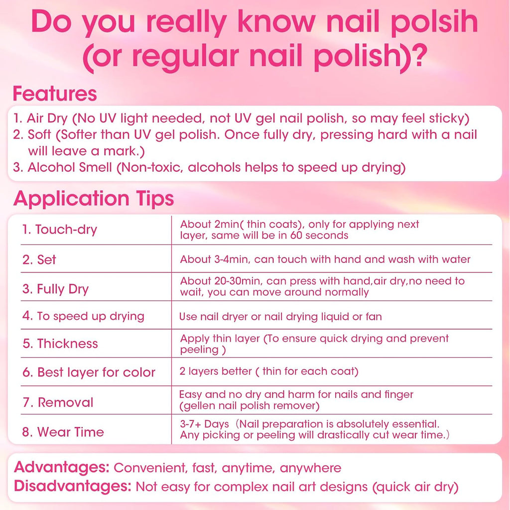 GELLEN Clear Nail Polish Base Coat Pink Tint. Sheer Natural Color Regular Nail Polish Quick Air Dry. Calcium Formula Strengthens Nails. Enhances Natural Look. TPO HEMA Free. Non-toxic. Anti-yellowing : Beauty & Personal Care