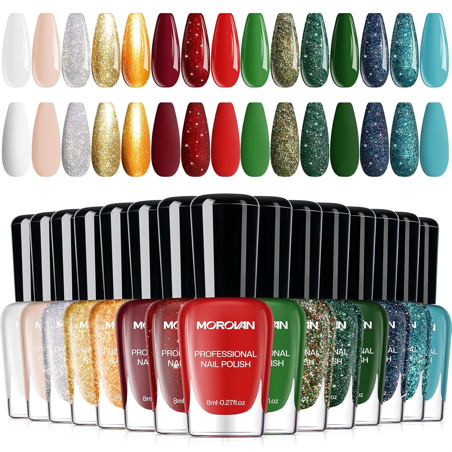 Morovan 15 Bright Color 0.27oz Air Quick Dry Long Lasting Nail Polish Gift Set for Women : Beauty & Personal Care