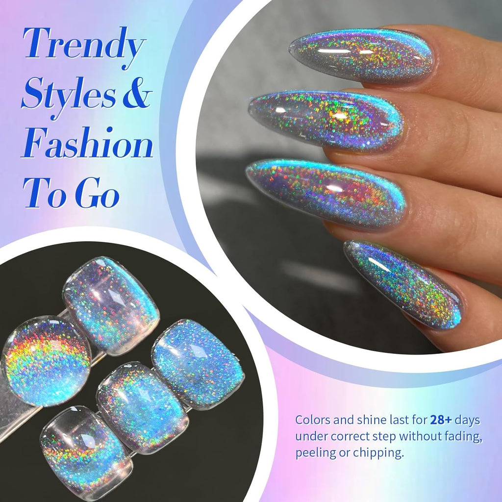 Born Pretty 9D Cat Magnetic Eye Gel Nail Polish Holographic Rainbow Gel Polish Blue Purple Soak Off U V LED Gel Polish Nail Art Design Manicure Salon DIY Home 15ML : Beauty & Personal Care