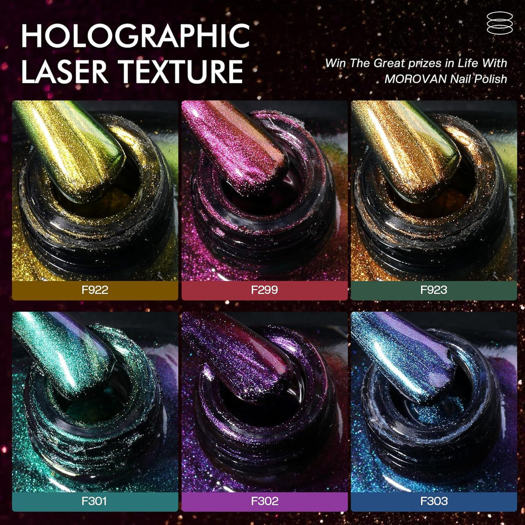 Morovan Fingernail Nail Polish Set: Holographic Metallic Ombre Lacquer Air Dry Nail Polish Regular Nail Pack 0.27oz Glitter Finger Nail Bulk Toenail Polish Kit Halloween Fall Gift for Women : Beauty & Personal Care
