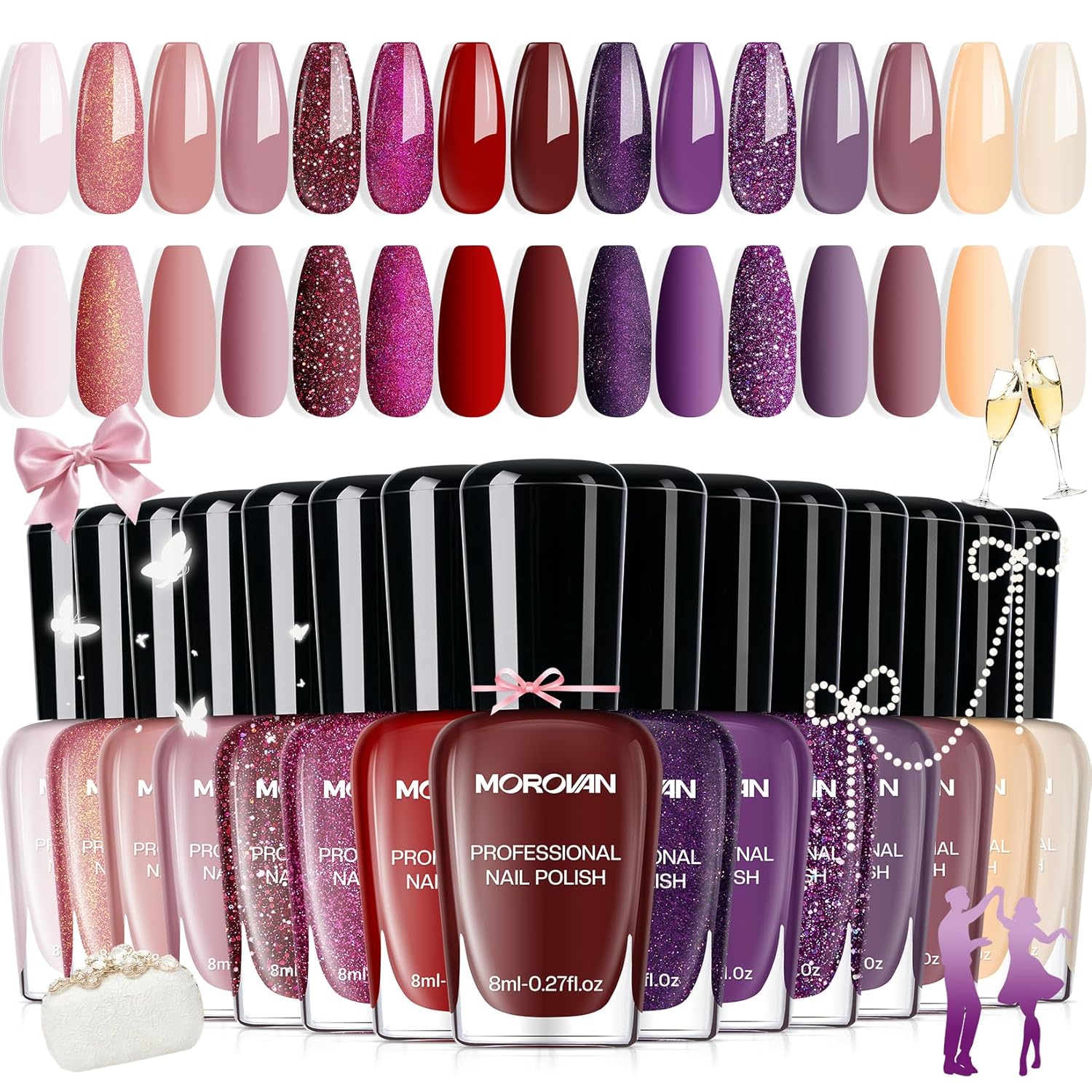 Morovan 15 Bright Color 0.27oz Air Quick Dry Long Lasting Nail Polish Gift Set for Women : Beauty & Personal Care