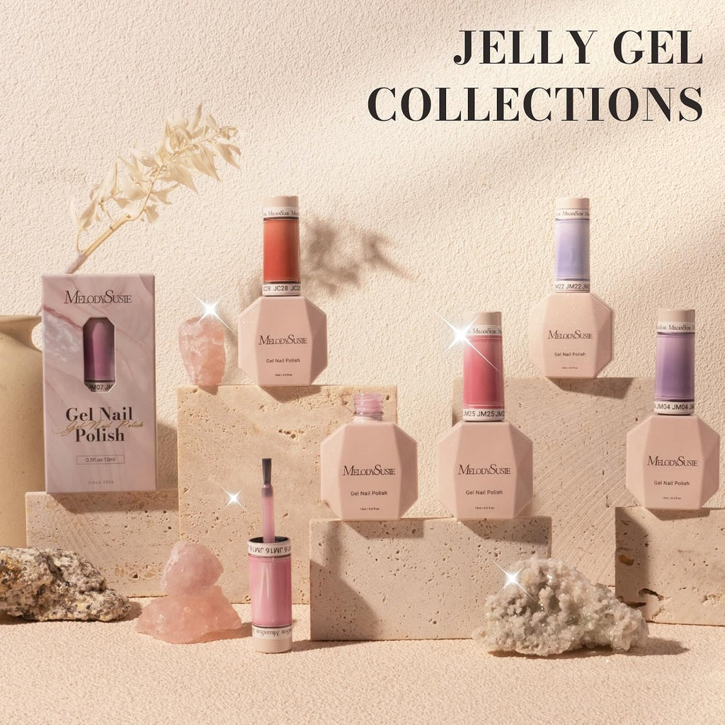 MelodySusie Jeweliver Nude Gel Nail Polish. 0.5Fl.oz Milky Gel Polish Pastel Color Soak Off UV LED Light Cure Gift for Women Manicure Nail Art DIY at Home JM08 : Beauty & Personal Care
