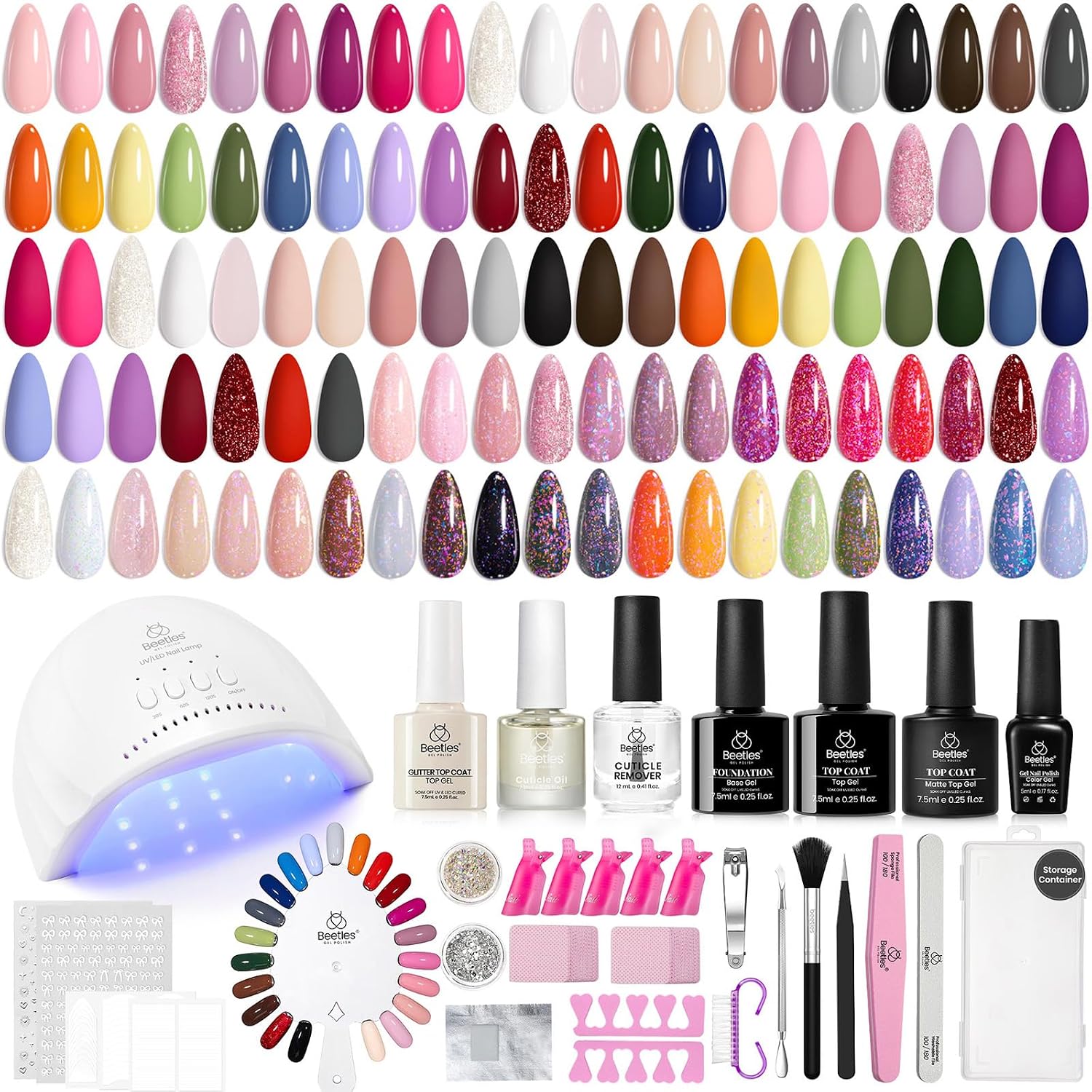 Beetles Gel Nail Polish Set - 23pcs Gel Polish Set Summer Colors. 20 Colors Pink Green Blue UV Gel Polish with Base Top Coat. All Season Manicure Tools for Beginners Nail Art Home : Beauty & Personal Care