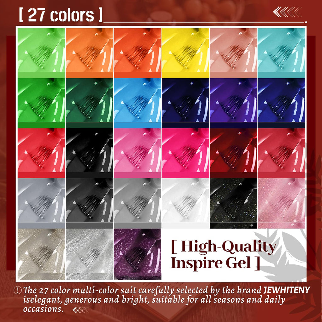 JEWHITENY 30pcs Gel Nail Polish Kit With 27 Colors + Matte Top Coat. Base Coat And Top Coat Polish Set For Manicure Nail Art Salon/Home Starter (Packaging May Vary) : Beauty & Personal Care