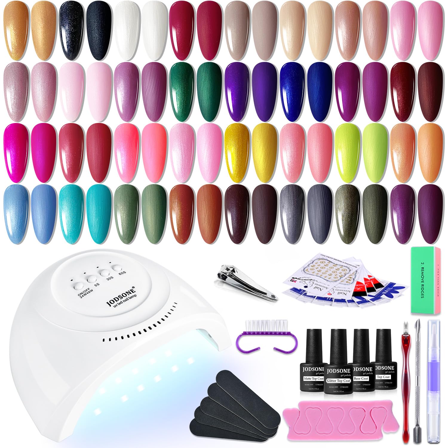 JODSONE Gel Nail Polish Kit with U V Light 32 Colors Gel Polish Nail + 4 Functional Adhesive Bottles Kit Soak Off Manicure Tools Gifts for Women : Beauty & Personal Care